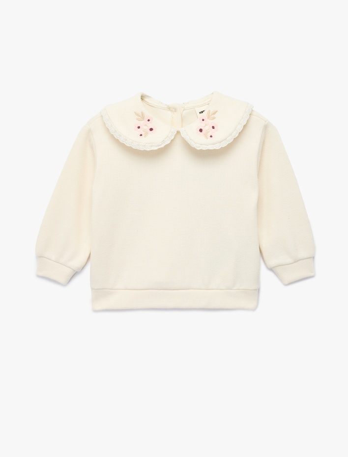 Kız Bebek Dokulu Uzun Kollu Bebe Yaka Sweatshirt