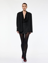 Metalik İplik Detaylı Slim Fit A Kesim Kruvaze Mini Etek