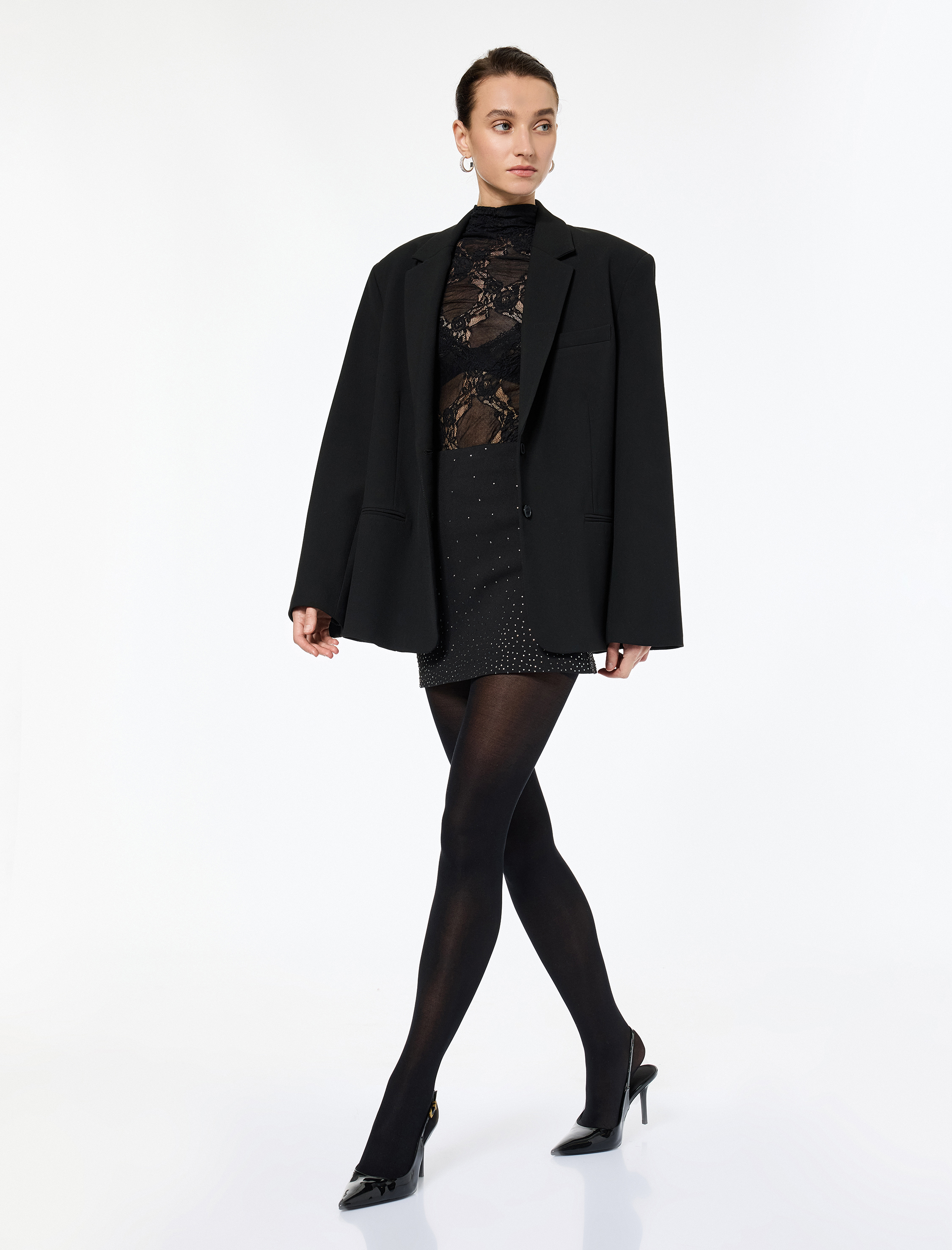   Taş Detaylı Mini Etek