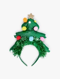 Simli Çam Ağacı Aplikeli Yılbaşı Tacı