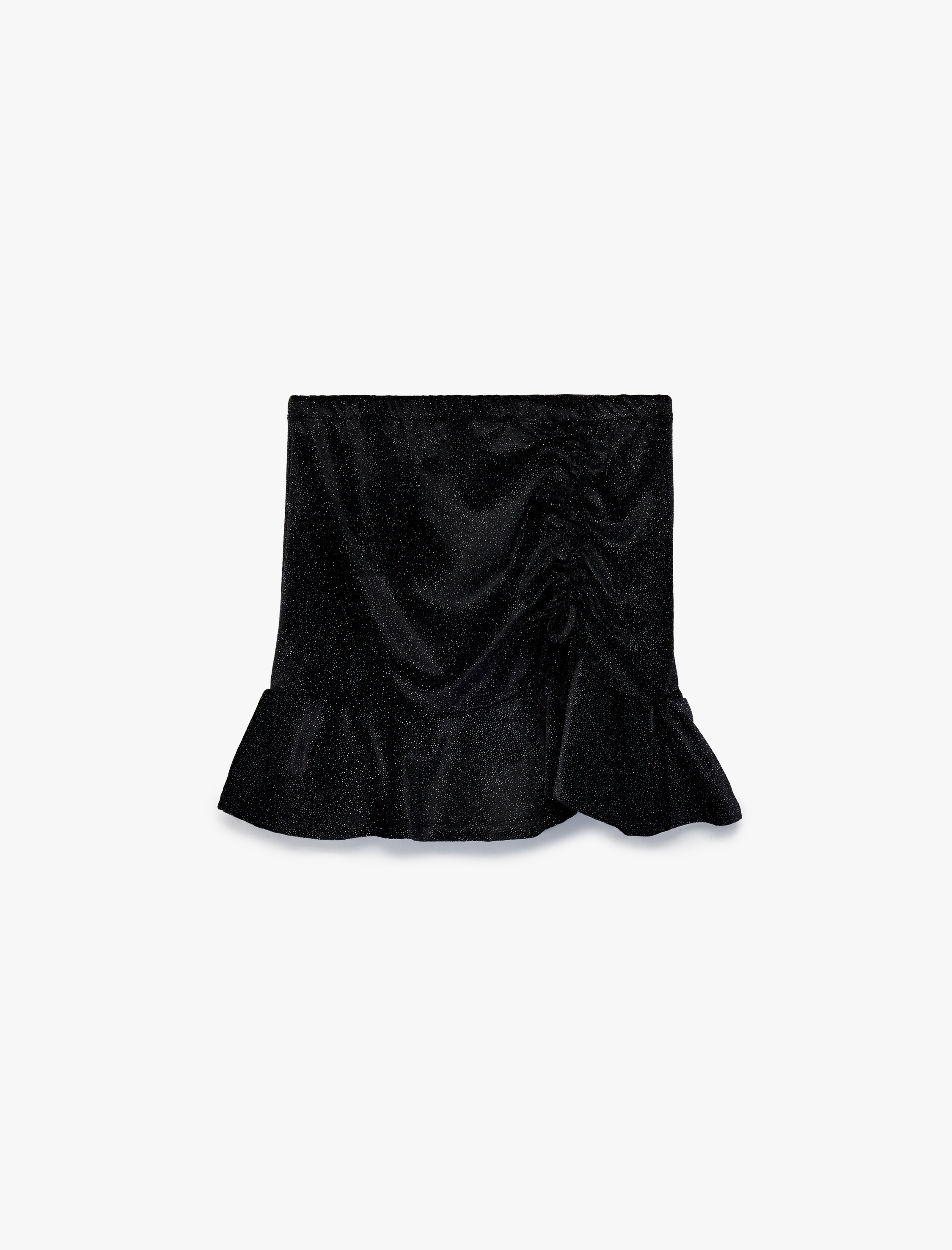 Kız Çocuk Beli Lastikli Drapeli Simli Fırfırlı Etek