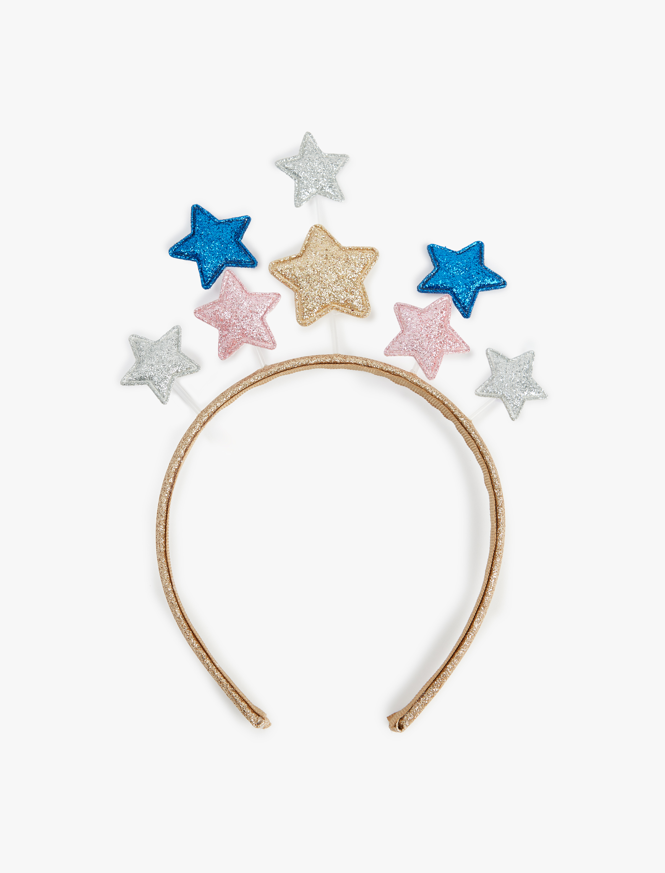  Kız Çocuk Yıldız Aplike Detaylı Simli Yılbaşı Tacı