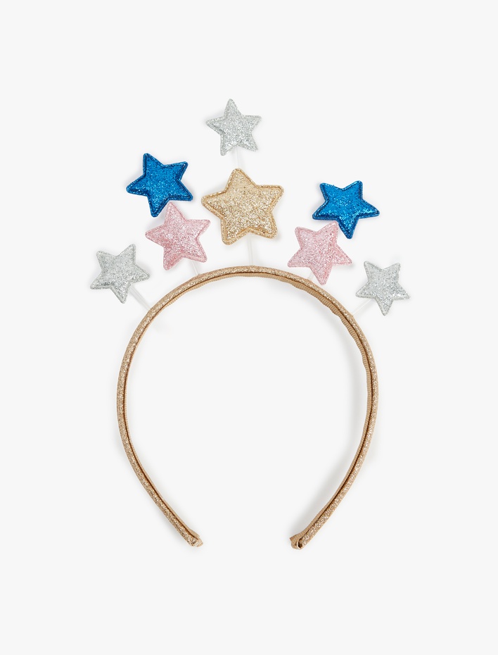 Kız Çocuk Yıldız Aplike Detaylı Simli Yılbaşı Tacı