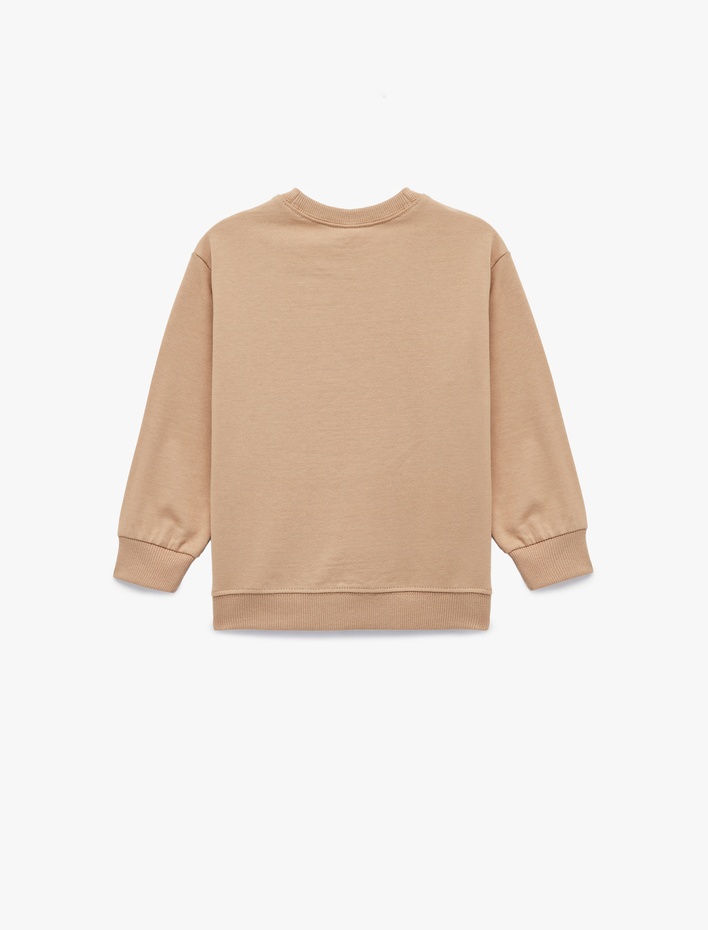 Kız Bebek Baskılı Pamuklu Uzun Kollu Bisiklet Yaka Sweatshirt