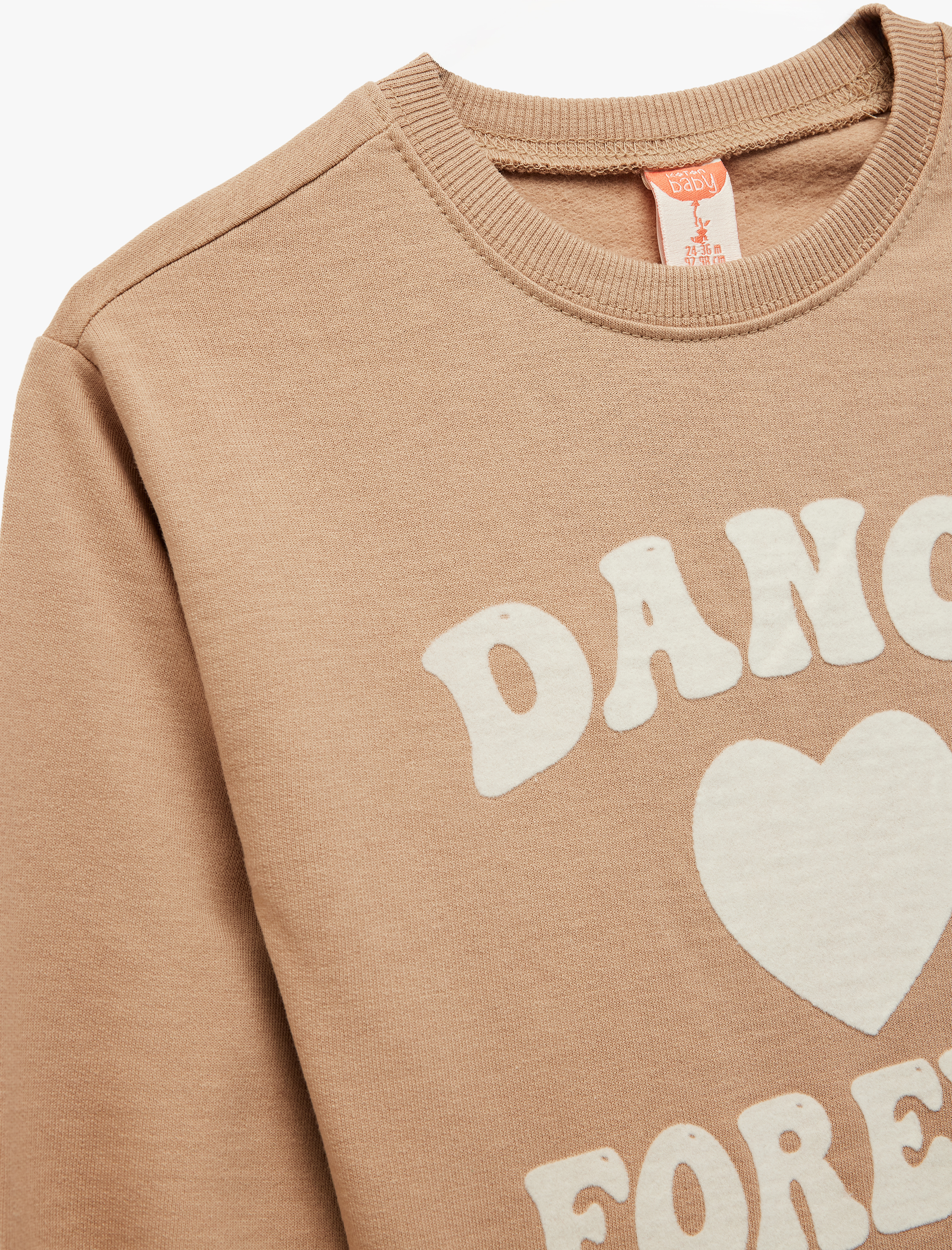  Kız Bebek Baskılı Pamuklu Uzun Kollu Bisiklet Yaka Sweatshirt