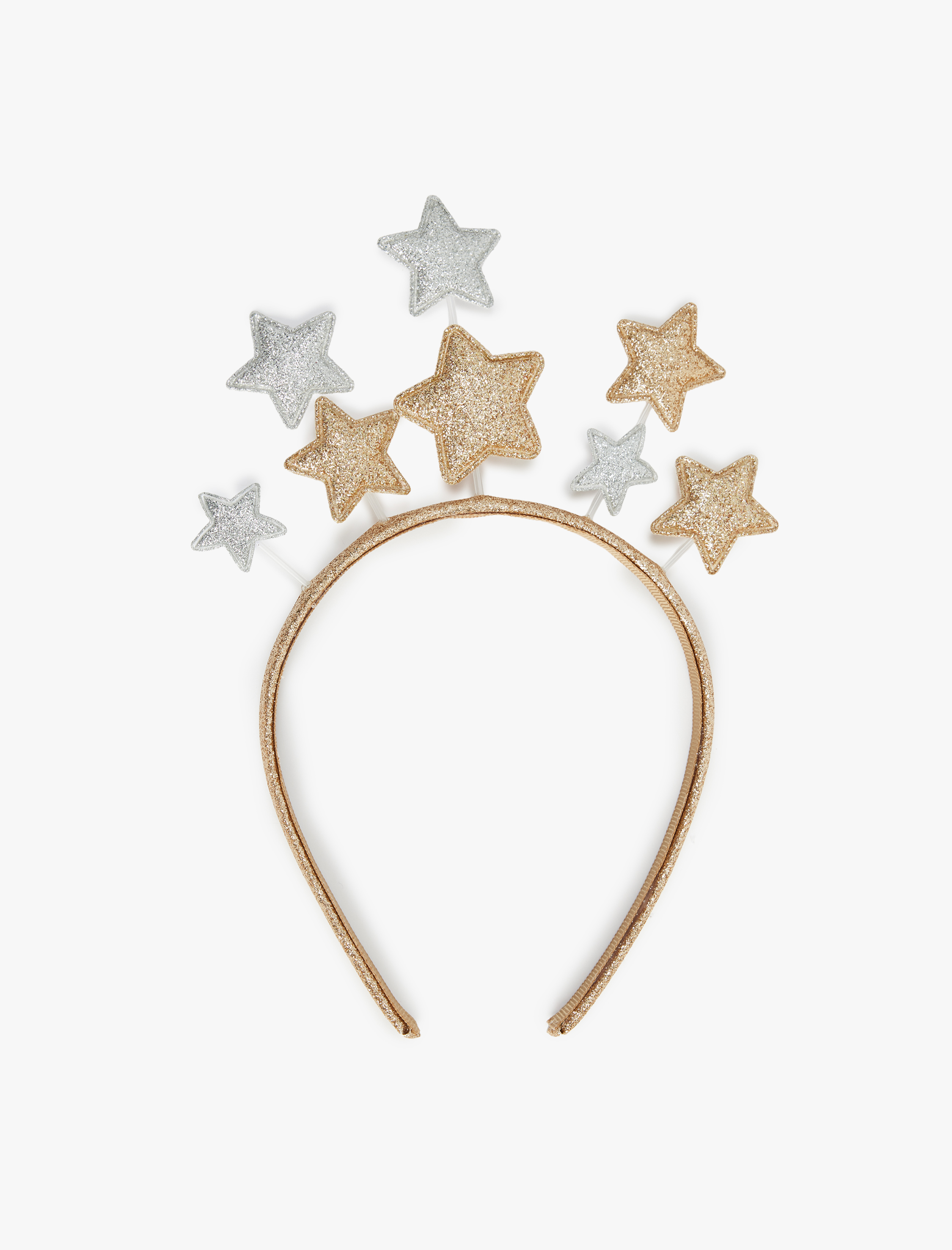  Kız Çocuk Yıldız Aplike Detaylı Simli Yılbaşı Tacı