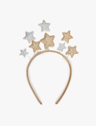 Yıldız Aplike Detaylı Simli Yılbaşı Tacı