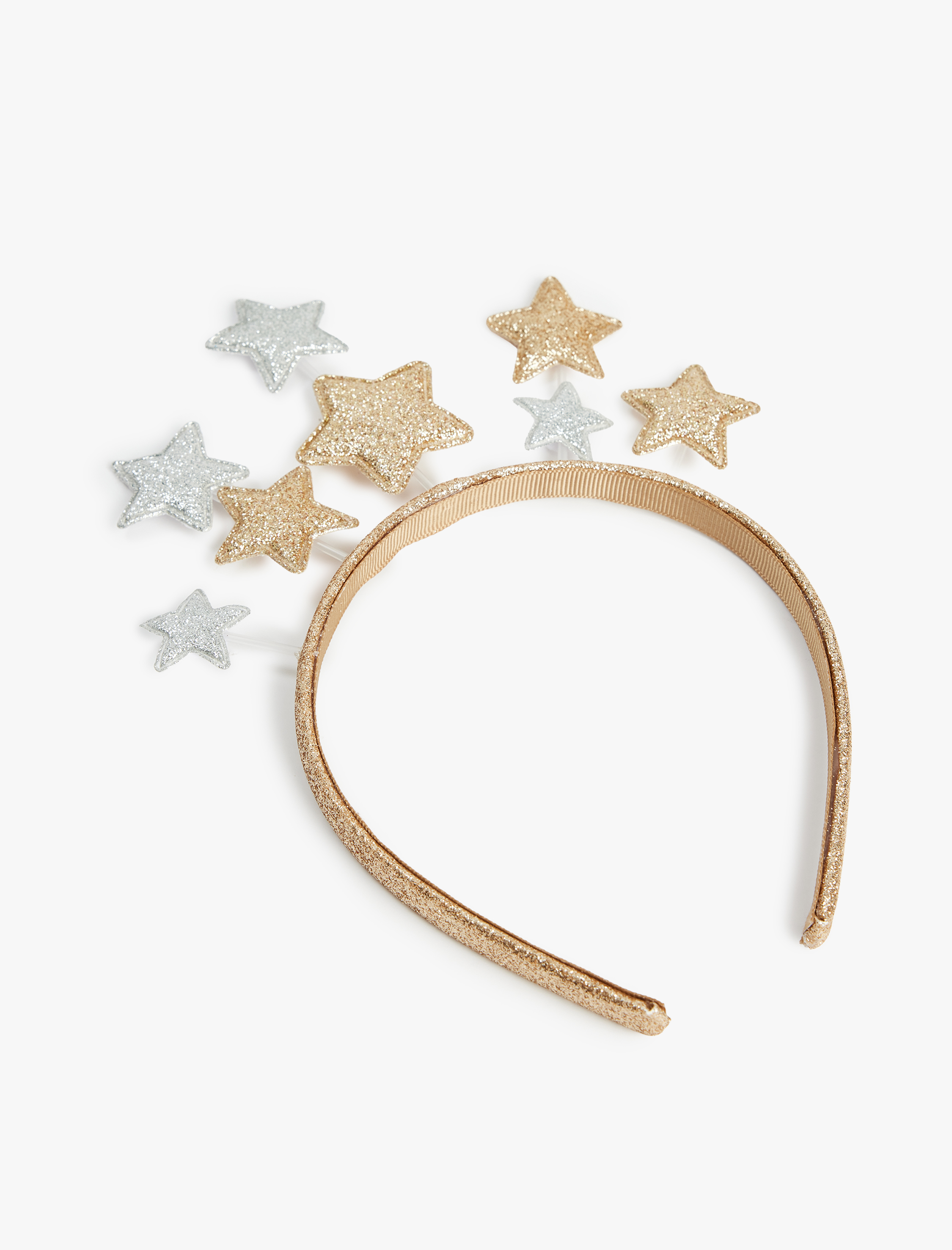  Kız Çocuk Yıldız Aplike Detaylı Simli Yılbaşı Tacı