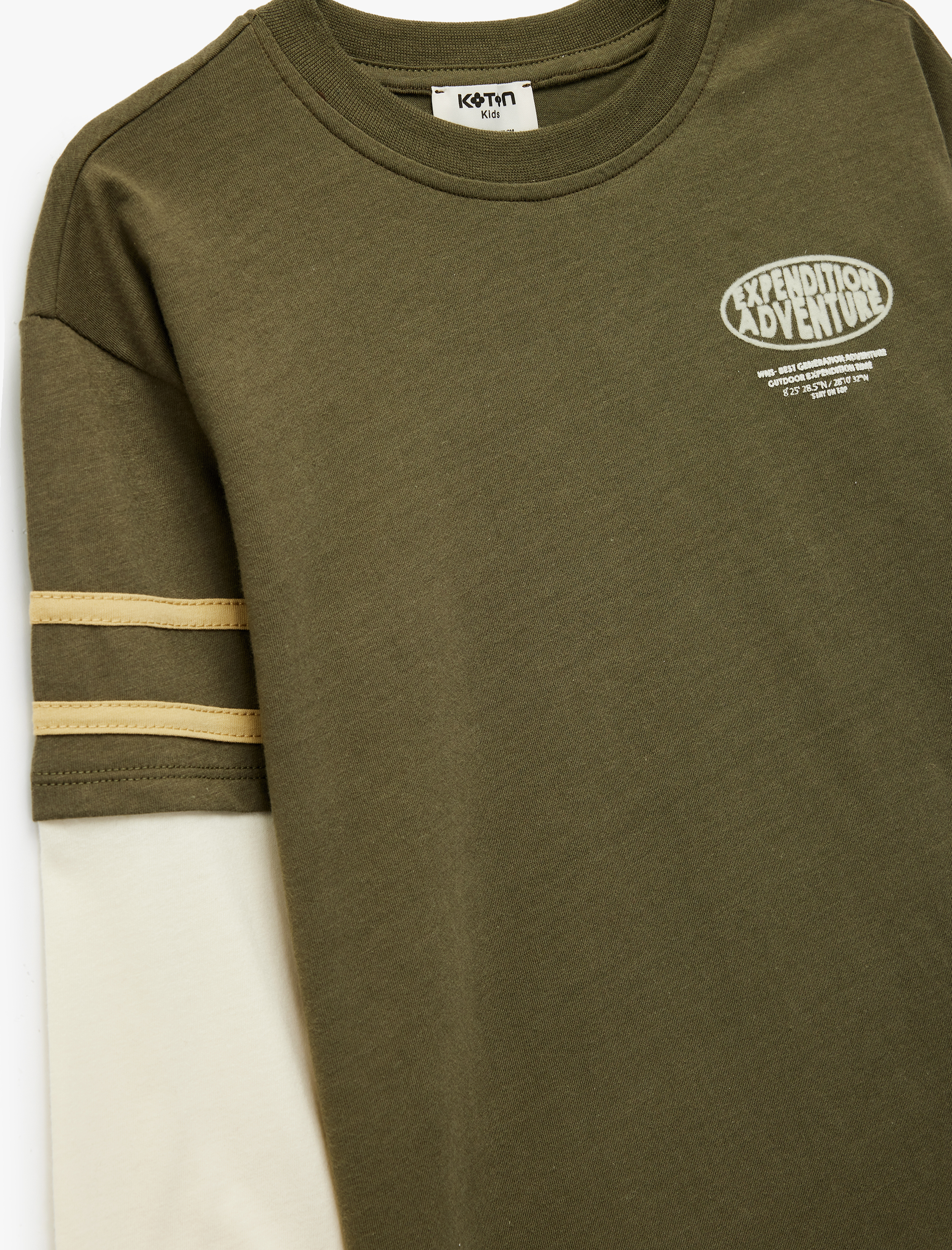  Erkek Çocuk Pamuklu Uzun Kollu Bisiklet Yaka Baskılı Oversize Tişört