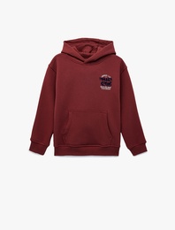 Uzun Kollu Baskılı Kapşonlu Oversize Sweatshirt