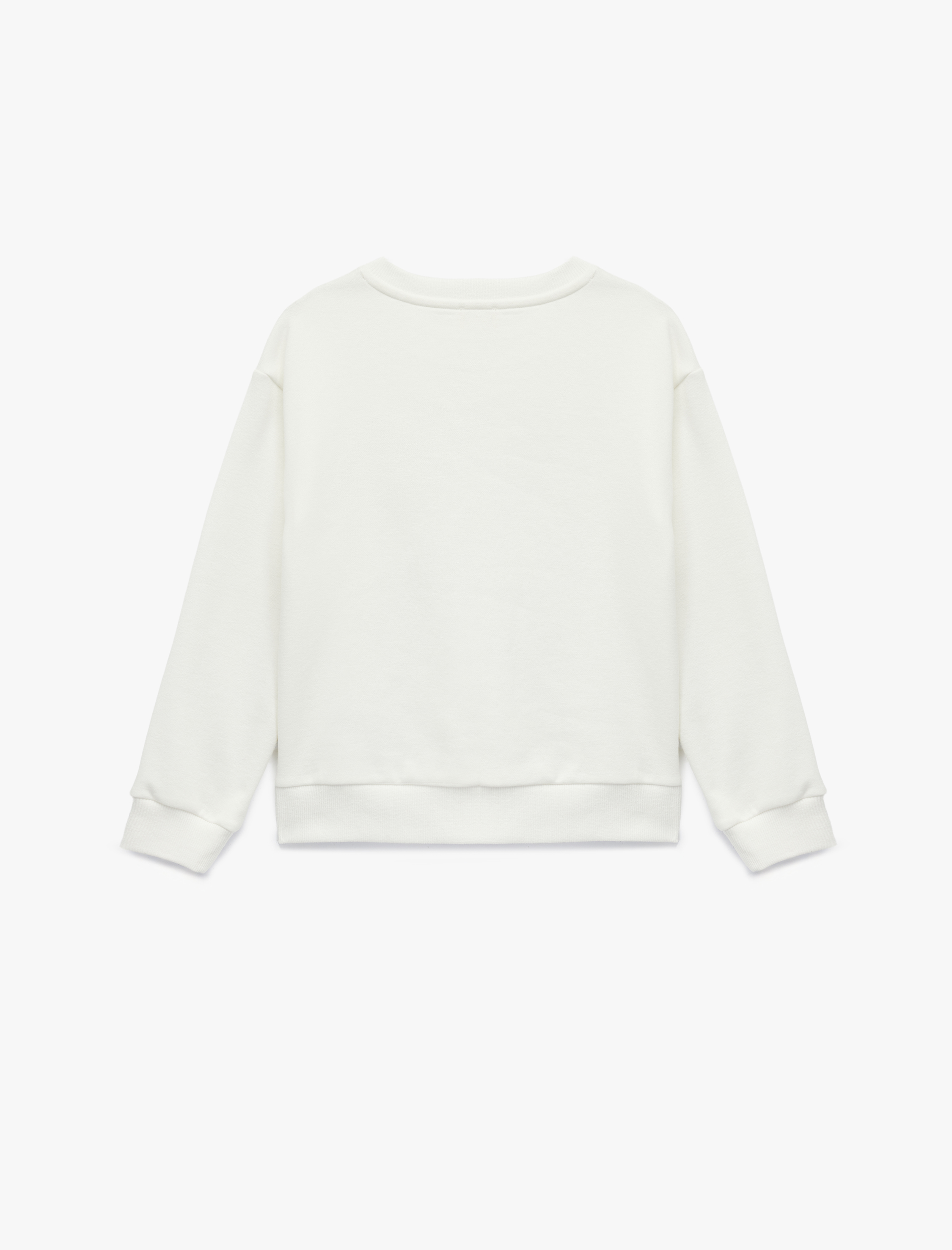  Kız Çocuk Uzun Kollu Bisiklet Yaka Kedi Baskılı Sweatshirt