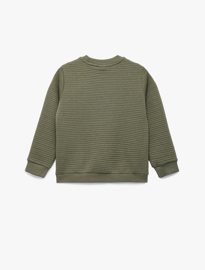 Erkek Bebek Uzun Kollu Bisiklet Yaka Dokulu Pamuklu Sweatshirt