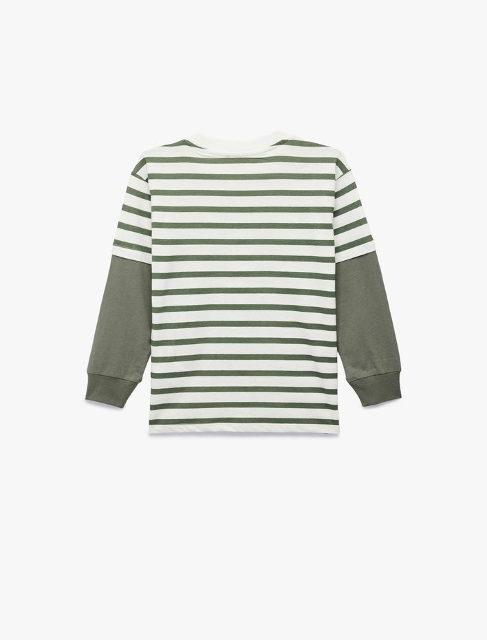 Erkek Çocuk Baskılı Uzun Kollu Bisiklet Yaka Pamuklu Tişört