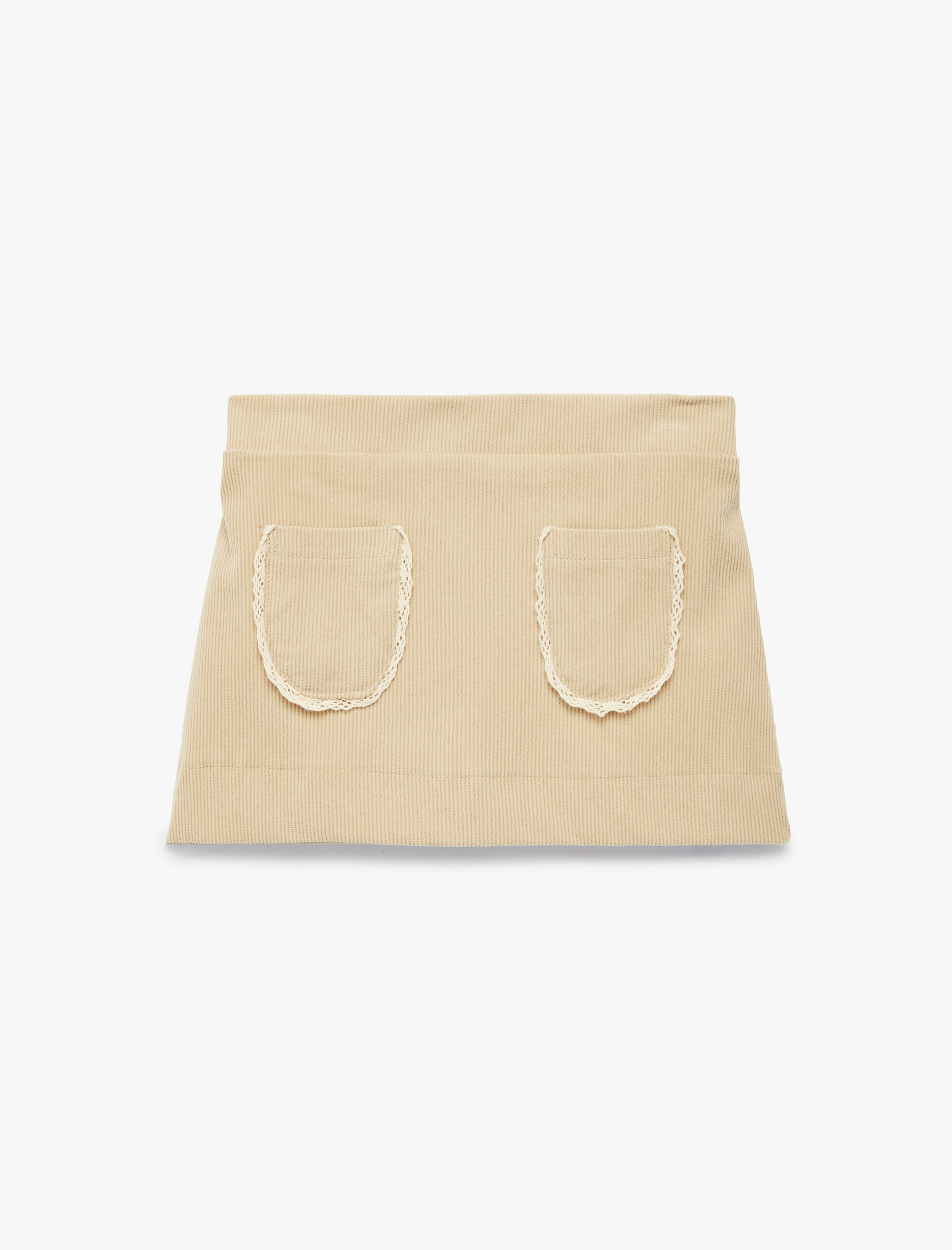  Kız Bebek Beli lastikli Cep Detaylı Dokulu Etek