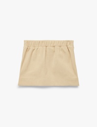 Beli lastikli Cep Detaylı Dokulu Etek