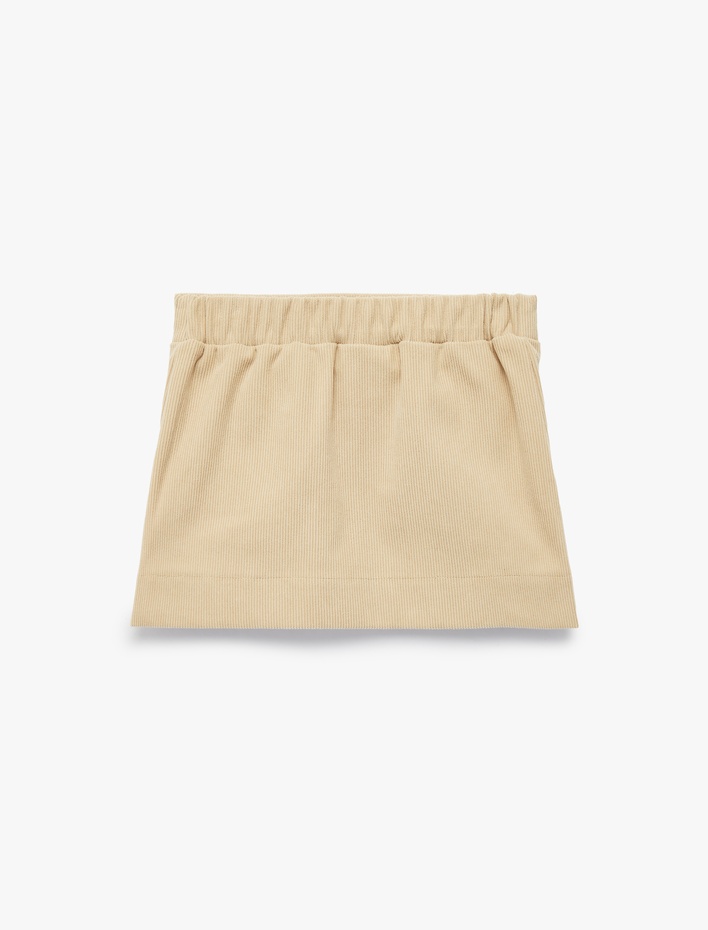 Kız Bebek Beli lastikli Cep Detaylı Dokulu Etek