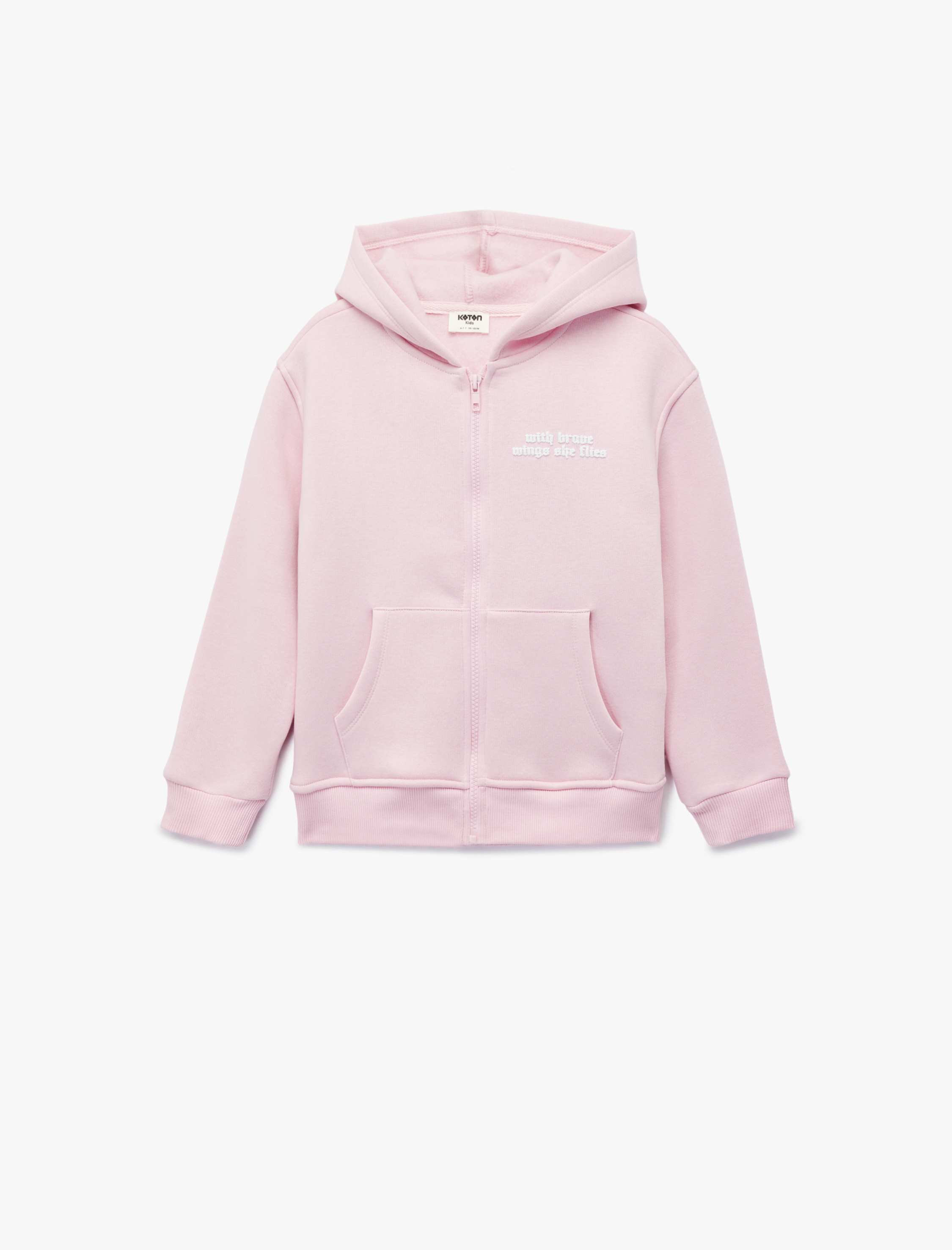  Kız Çocuk Baskılı Uzun Kollu Fermuarlı Kapşonlu Sweatshirt