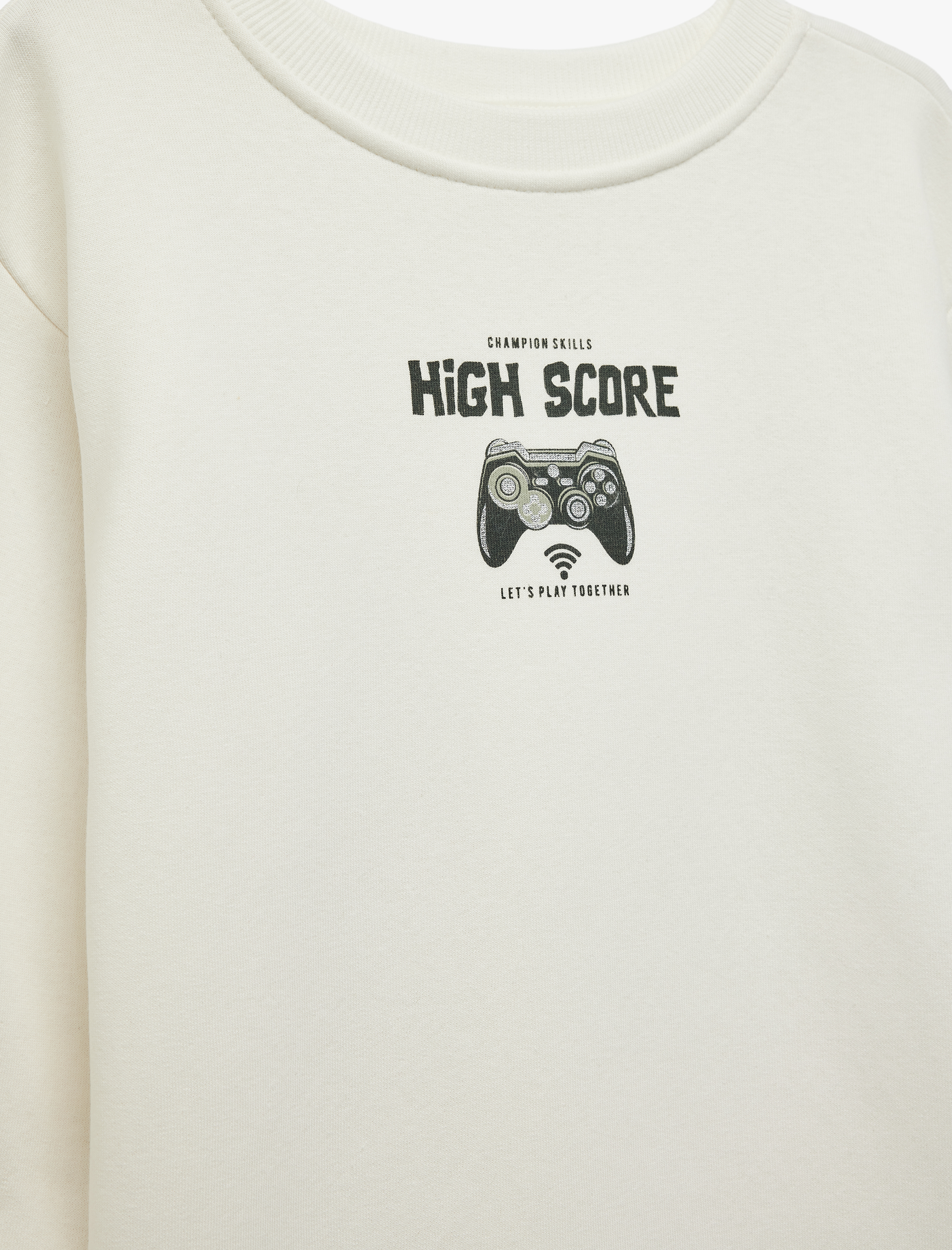  Erkek Çocuk Baskılı Uzun Kollu Bisiklet Yaka Sweatshirt