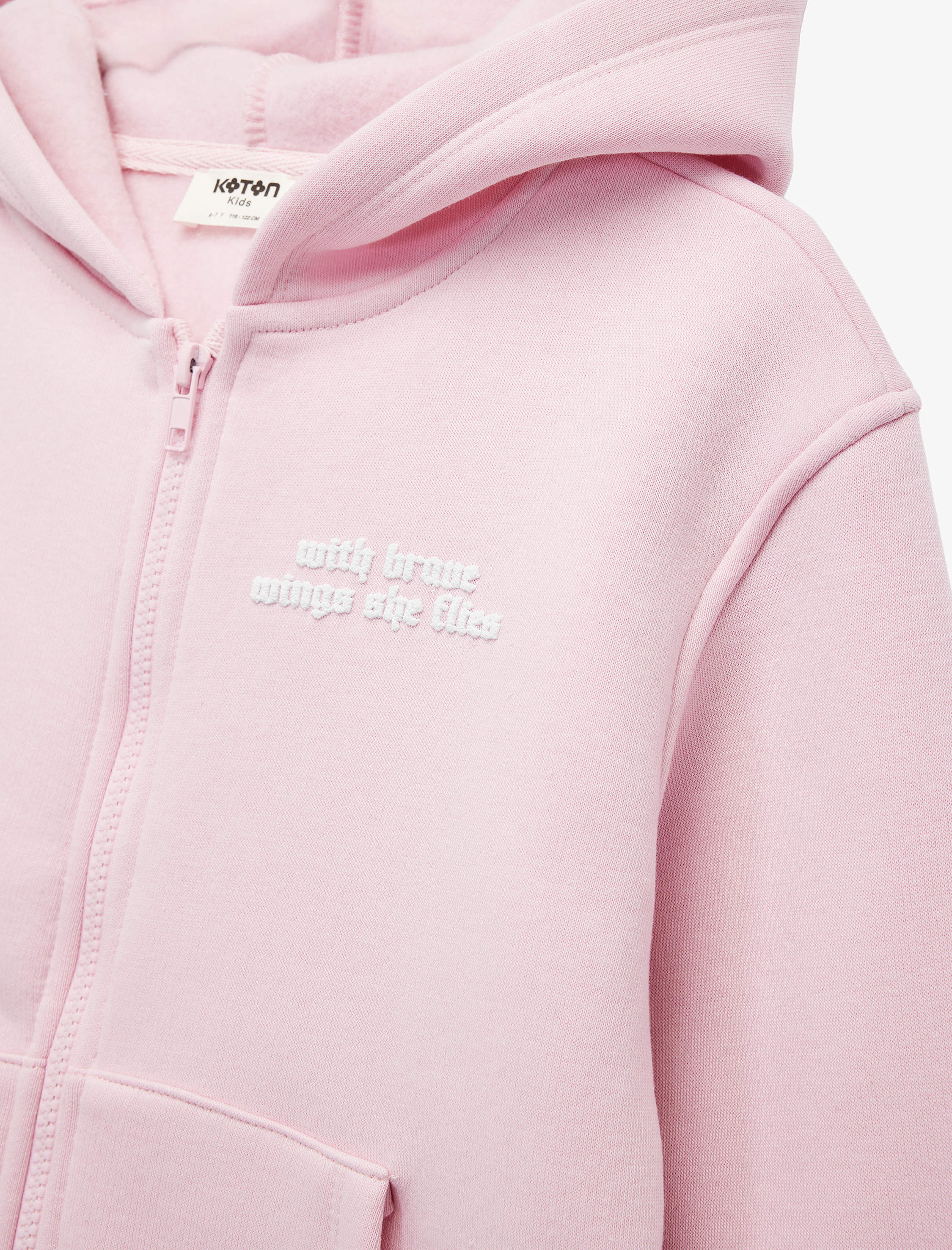  Kız Çocuk Baskılı Uzun Kollu Fermuarlı Kapşonlu Sweatshirt