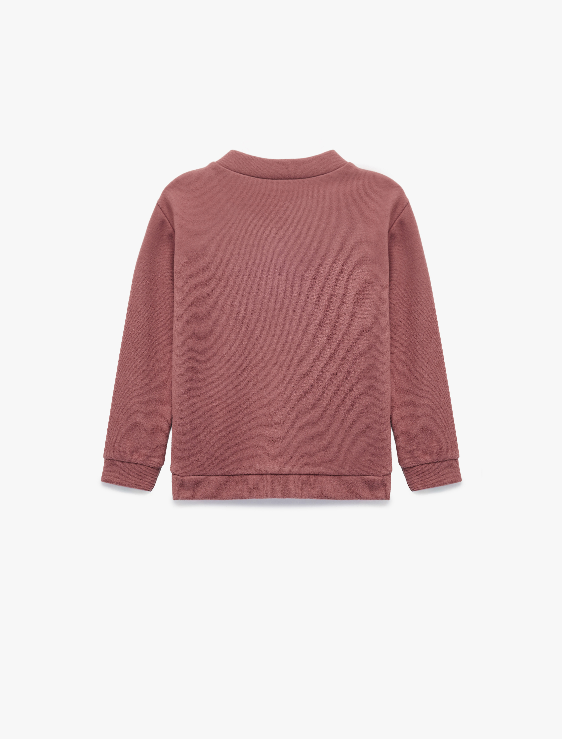 Kız Bebek Uzun Kollu V Yaka Çiçek Detaylı Sweatshirt