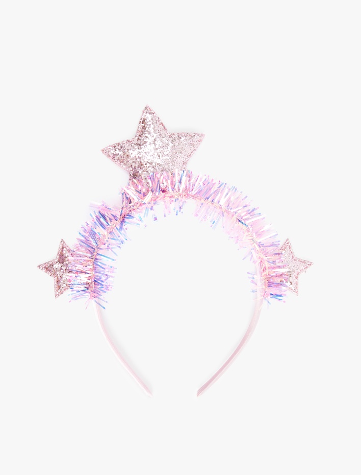 Kız Çocuk Yıldız Aplike Detaylı Simli Yılbaşı Tacı