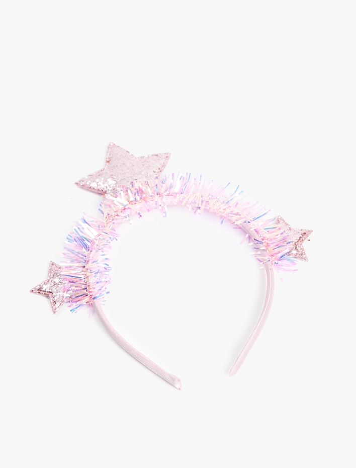 Kız Çocuk Yıldız Aplike Detaylı Simli Yılbaşı Tacı