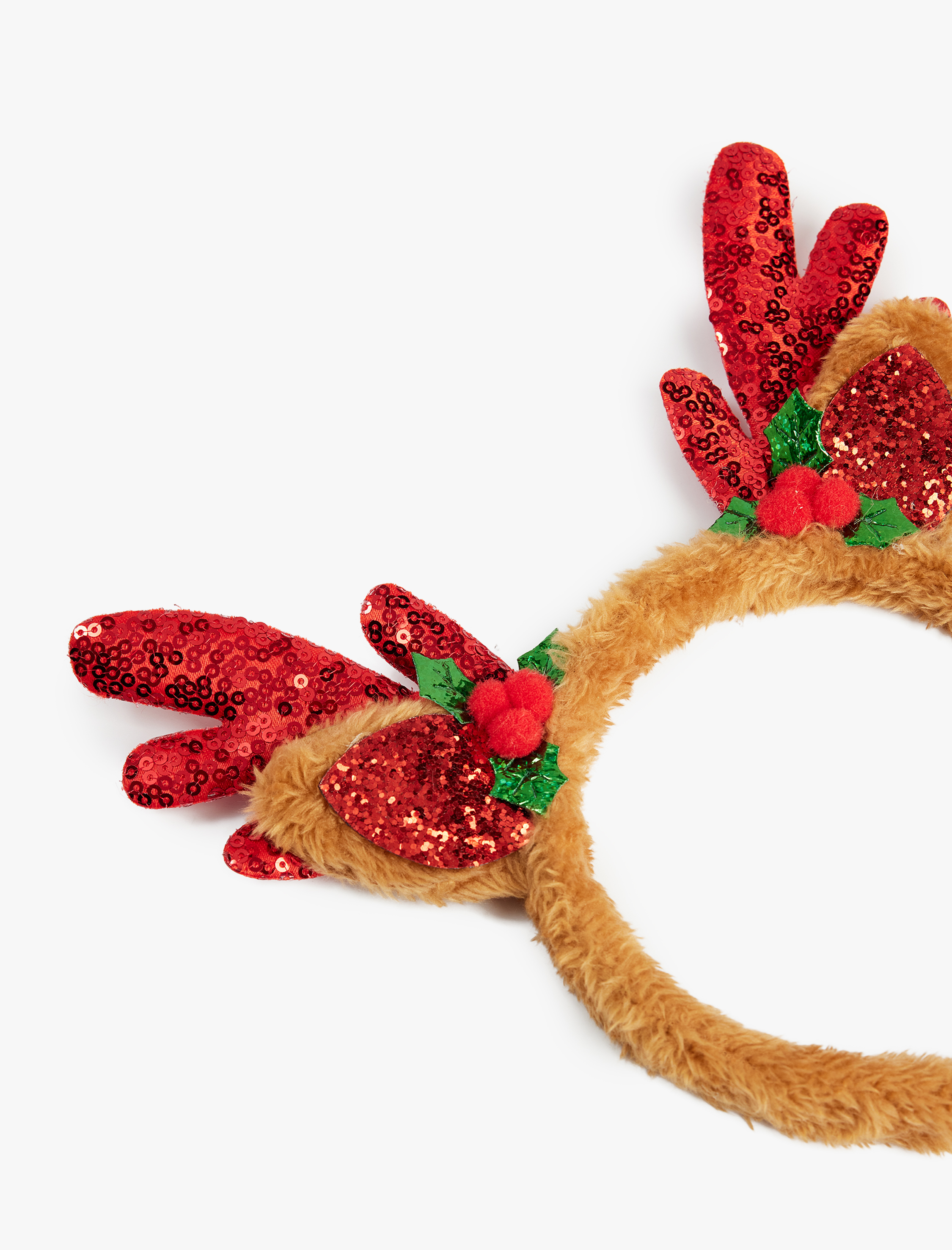  Kadın Geyik Boynuzu Detaylı Pullu Payetli Yılbaşı Tacı