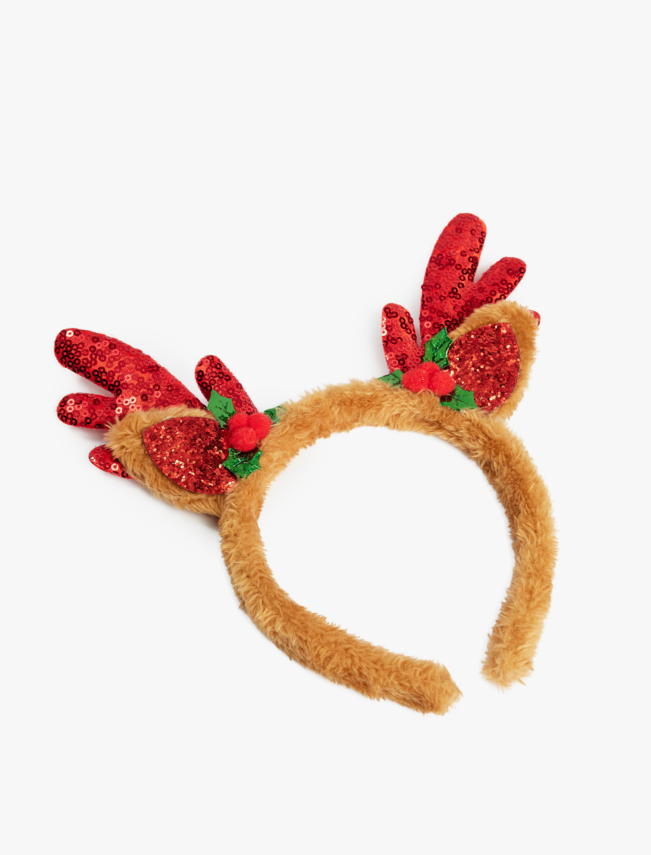  Kadın Geyik Boynuzu Detaylı Pullu Payetli Yılbaşı Tacı