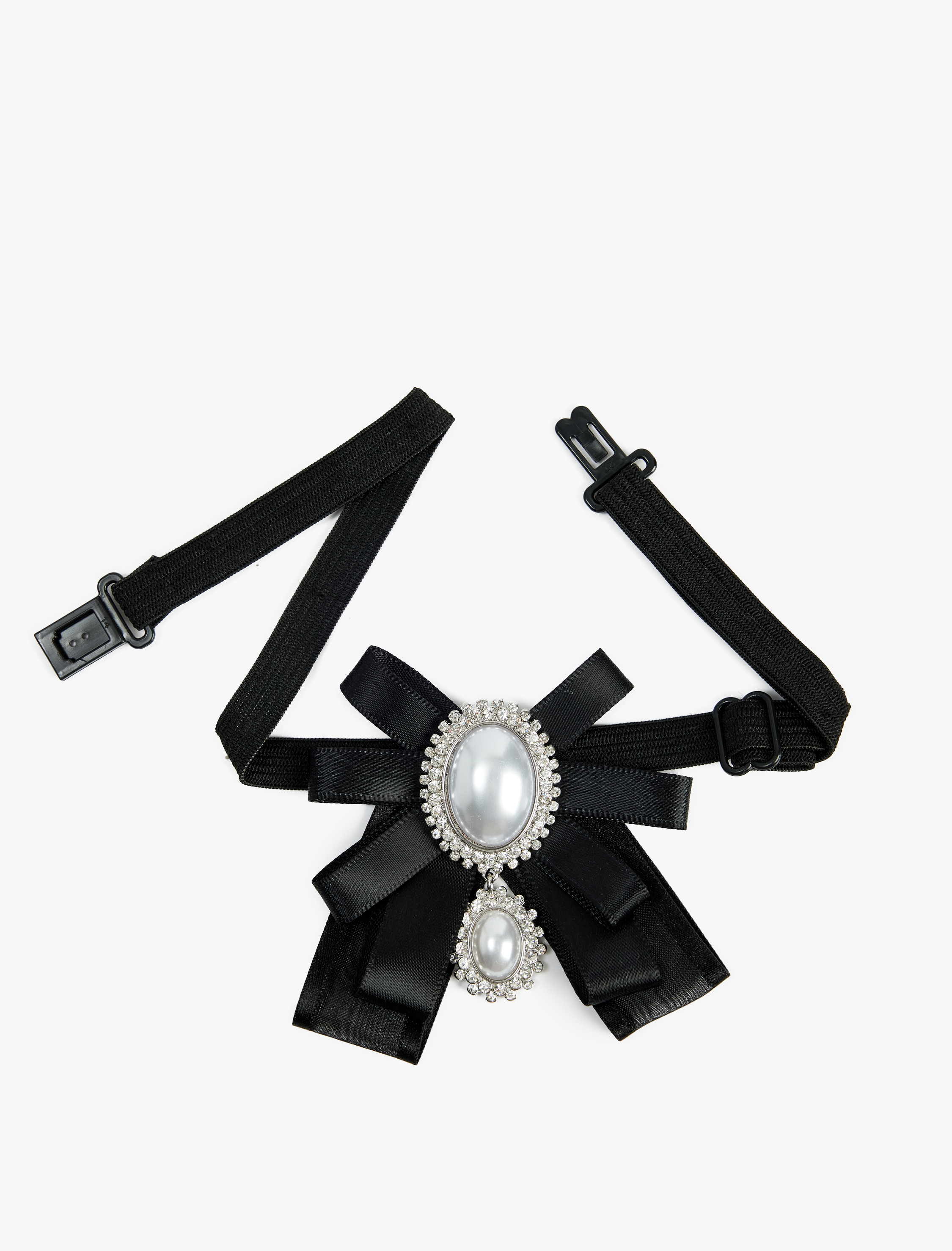Kadın Kurdeleli Taşlı Choker Kolye