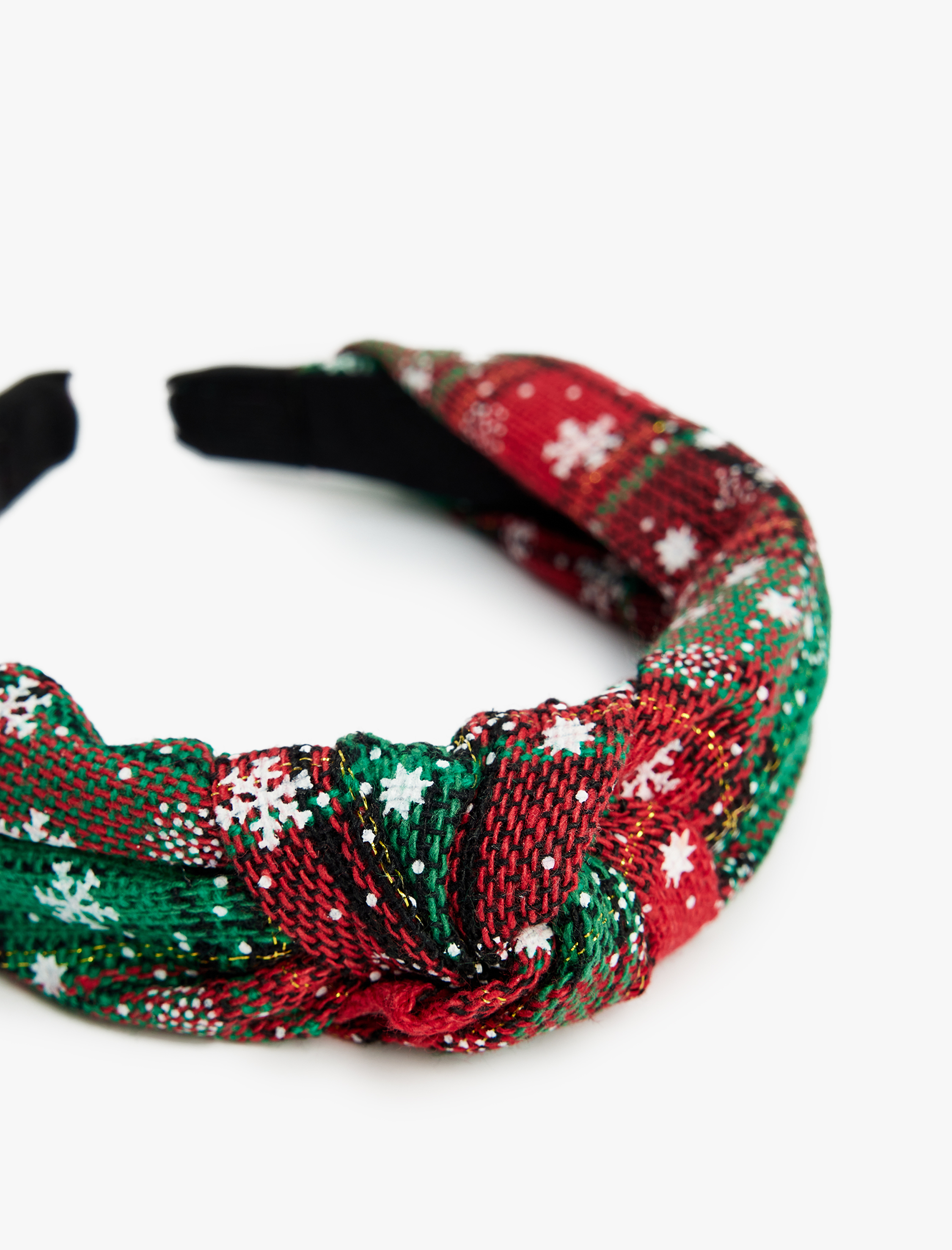  Kadın Ekoseli Fiyonklu Kar Desenli Taç