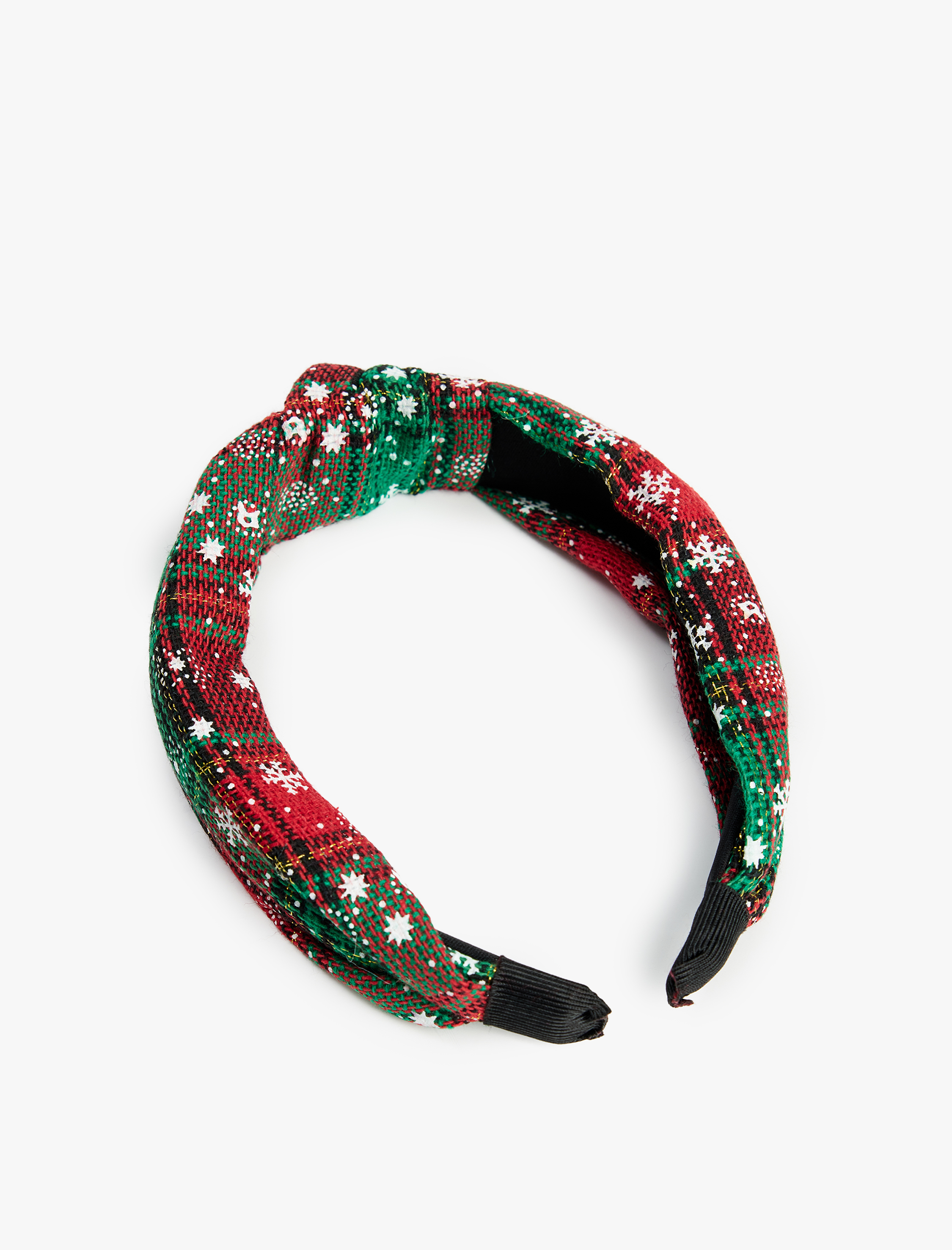  Kadın Ekoseli Fiyonklu Kar Desenli Taç