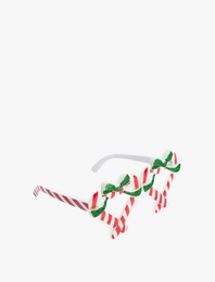 Yılbaşı Temalı Çizgili Fiyonklu Gözlük