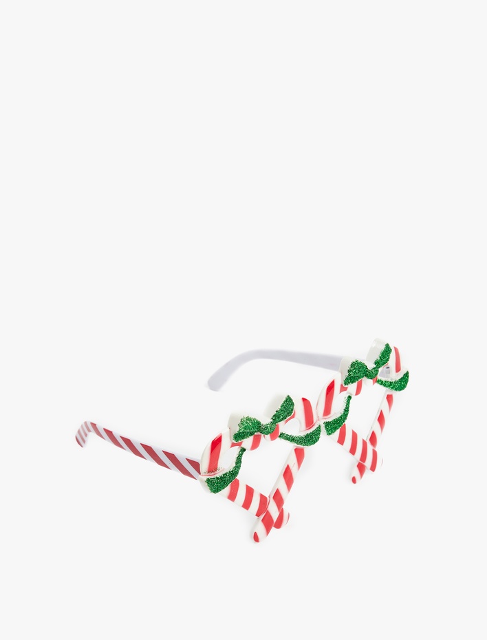 Kadın Yılbaşı Temalı Çizgili Fiyonklu Gözlük