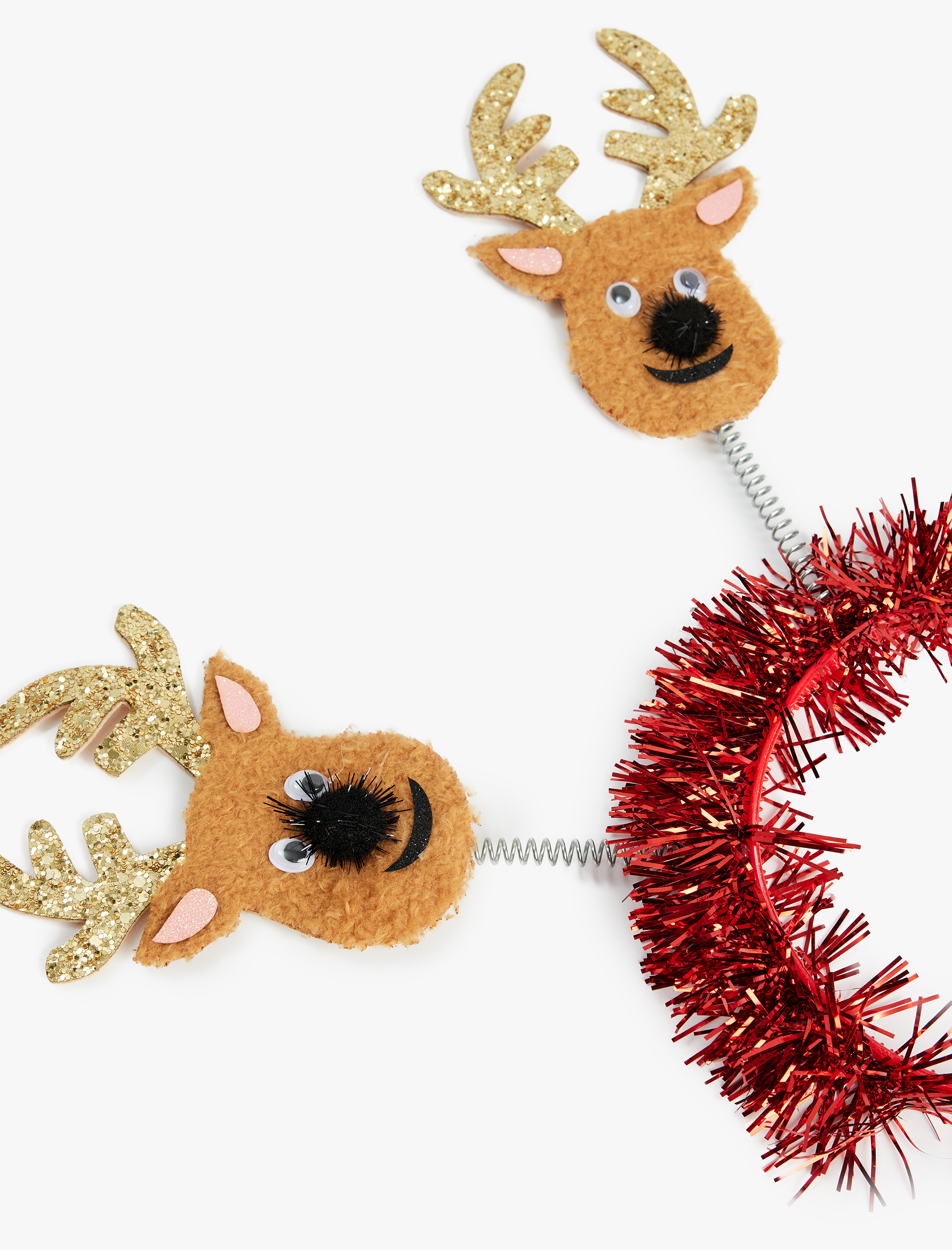  Kız Çocuk Geyik Aplikeli Pullu Payetli Yılbaşı Tacı