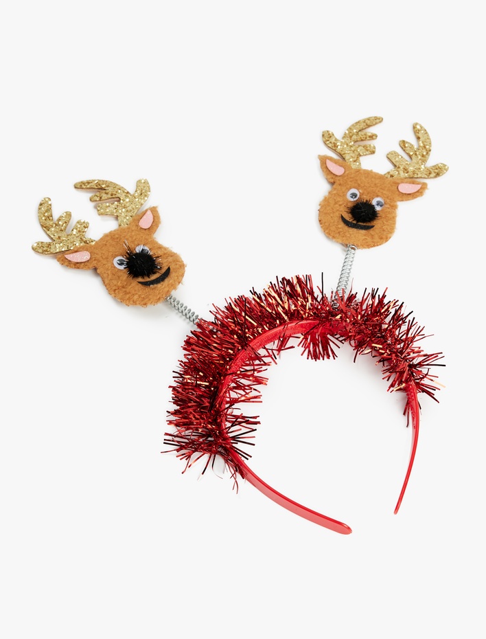 Kız Çocuk Geyik Aplikeli Pullu Payetli Yılbaşı Tacı