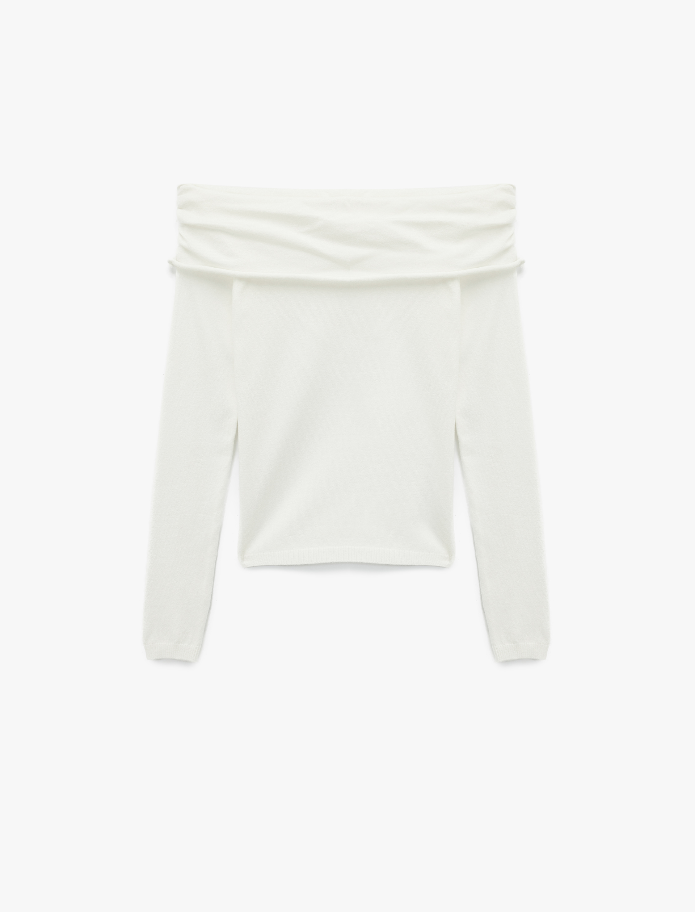   Uzun Kollu Omzu Açık Madonna Yaka Triko Kazak