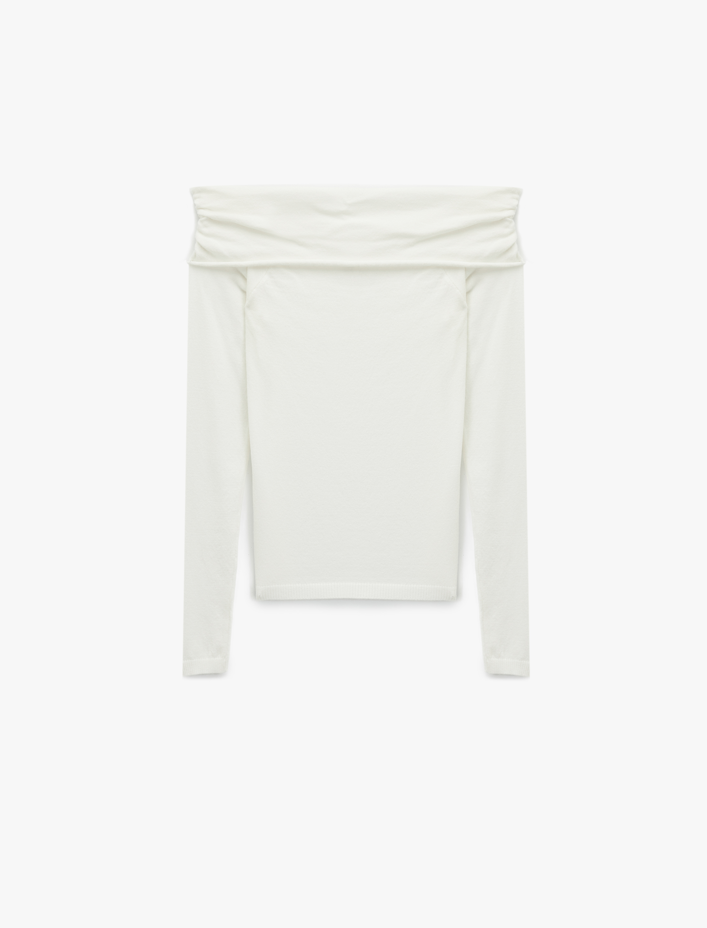   Uzun Kollu Omzu Açık Madonna Yaka Triko Kazak