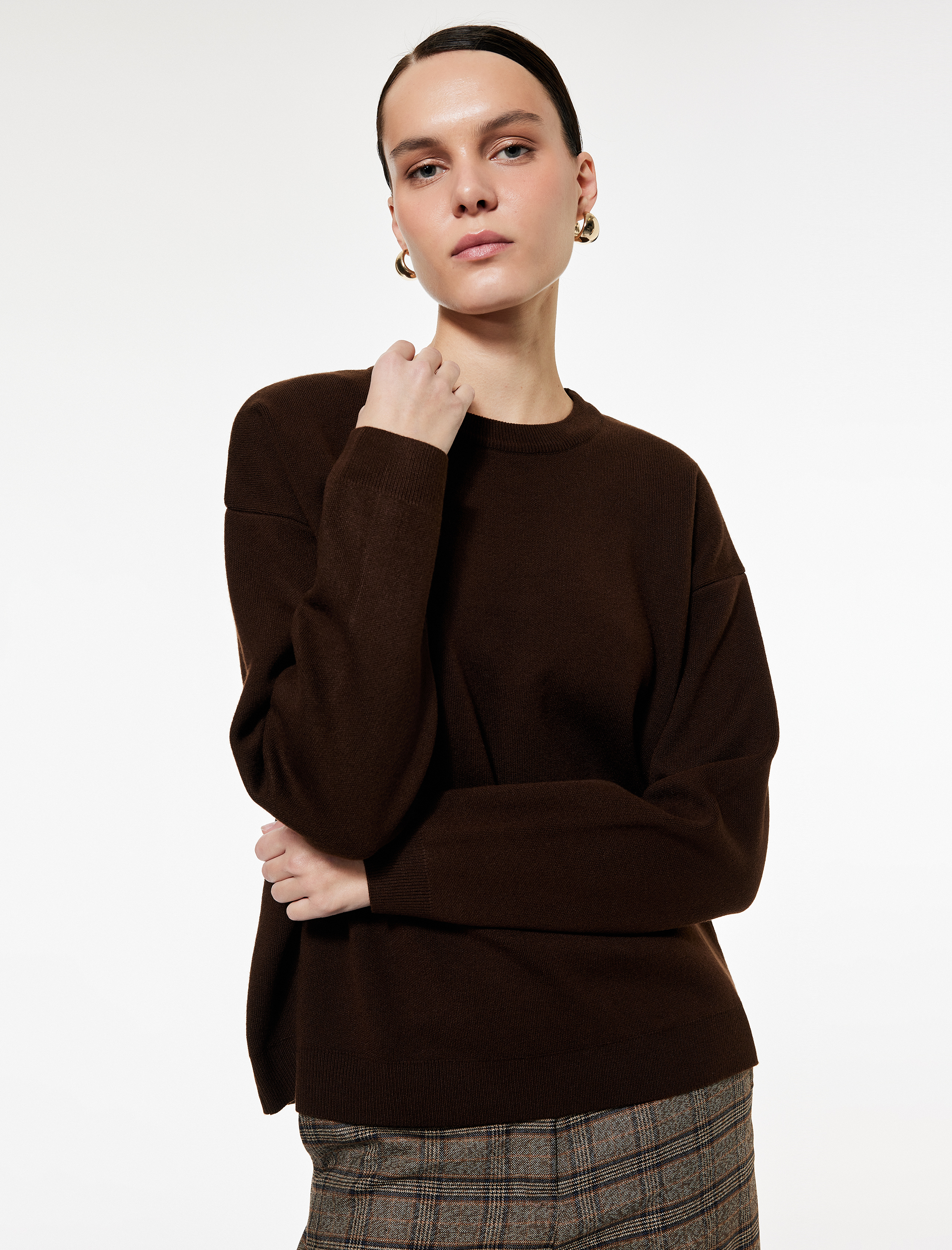   Bisiklet Yaka Uzun Kollu Triko Oversize Kazak