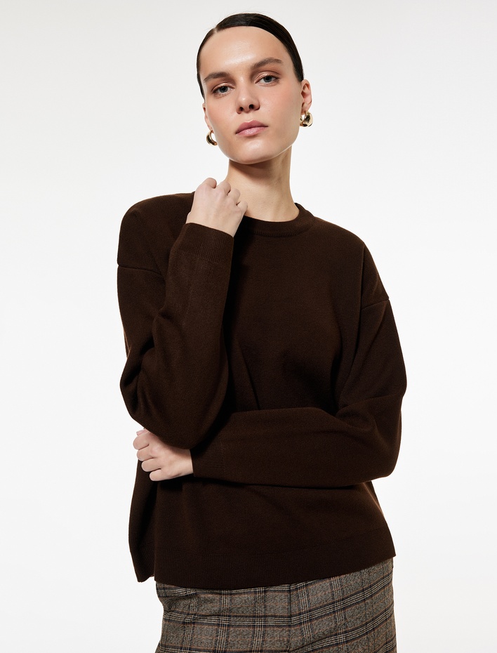  Bisiklet Yaka Uzun Kollu Triko Oversize Kazak