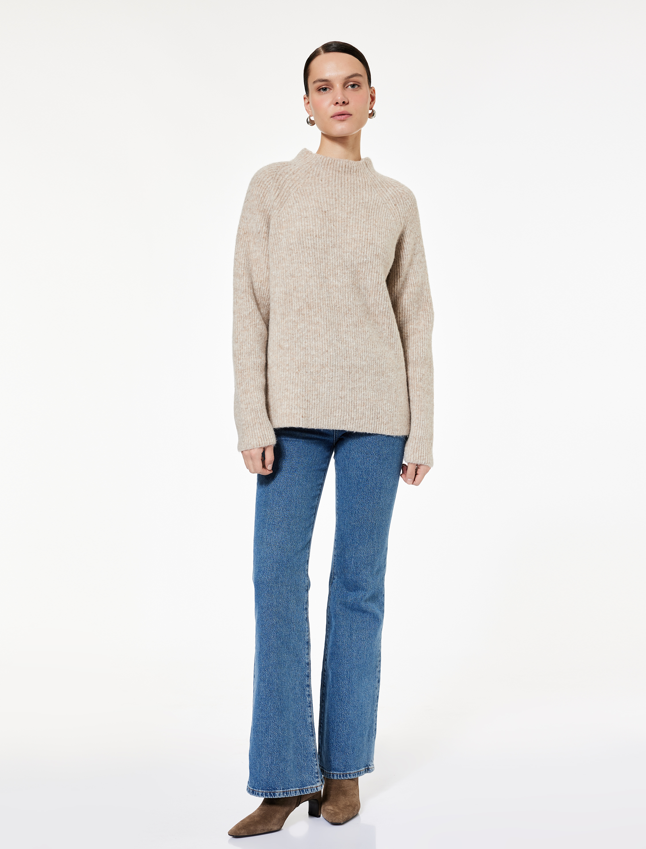   Koton X Sibil Çetinkaya - Uzun Kollu Dik Yaka Triko Peluş Kazak