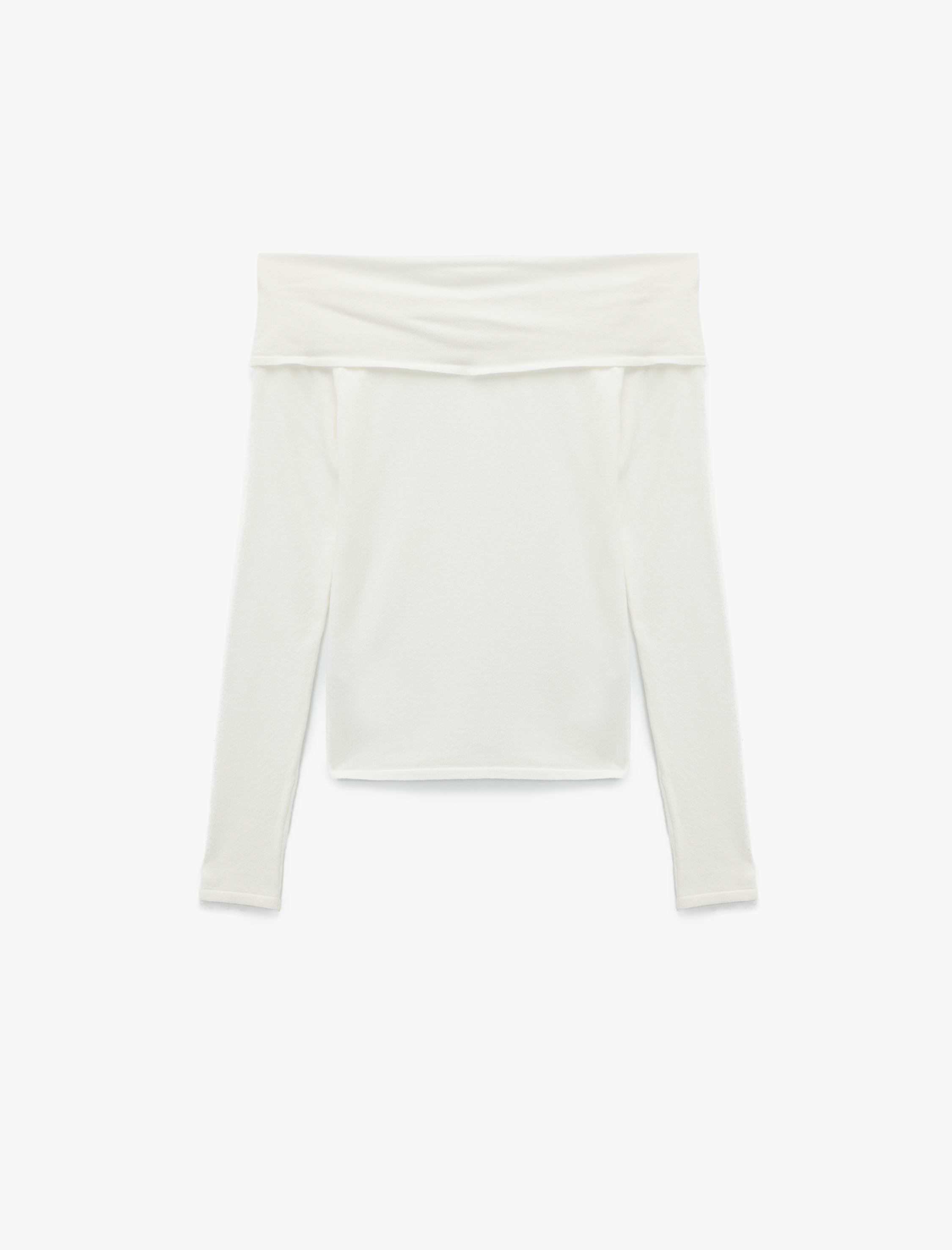   Aksesuar Detaylı Uzun Kollu Omuzu Açık Madonna Yaka Triko Kazak