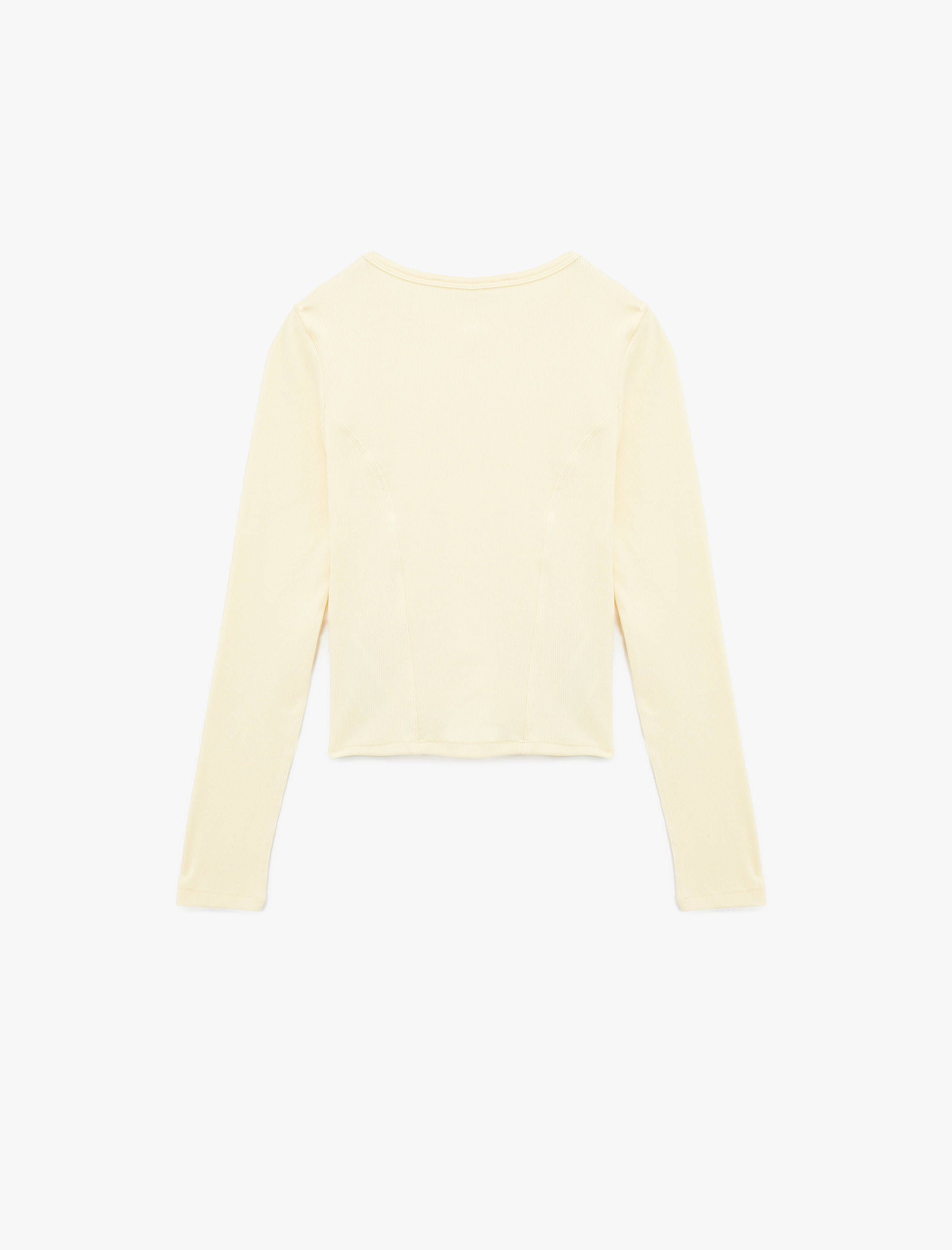   Koton X Sibil Çetinkaya - Slim Fit Yarı Transparan Uzun Kollu Bisiklet Yaka Bluz