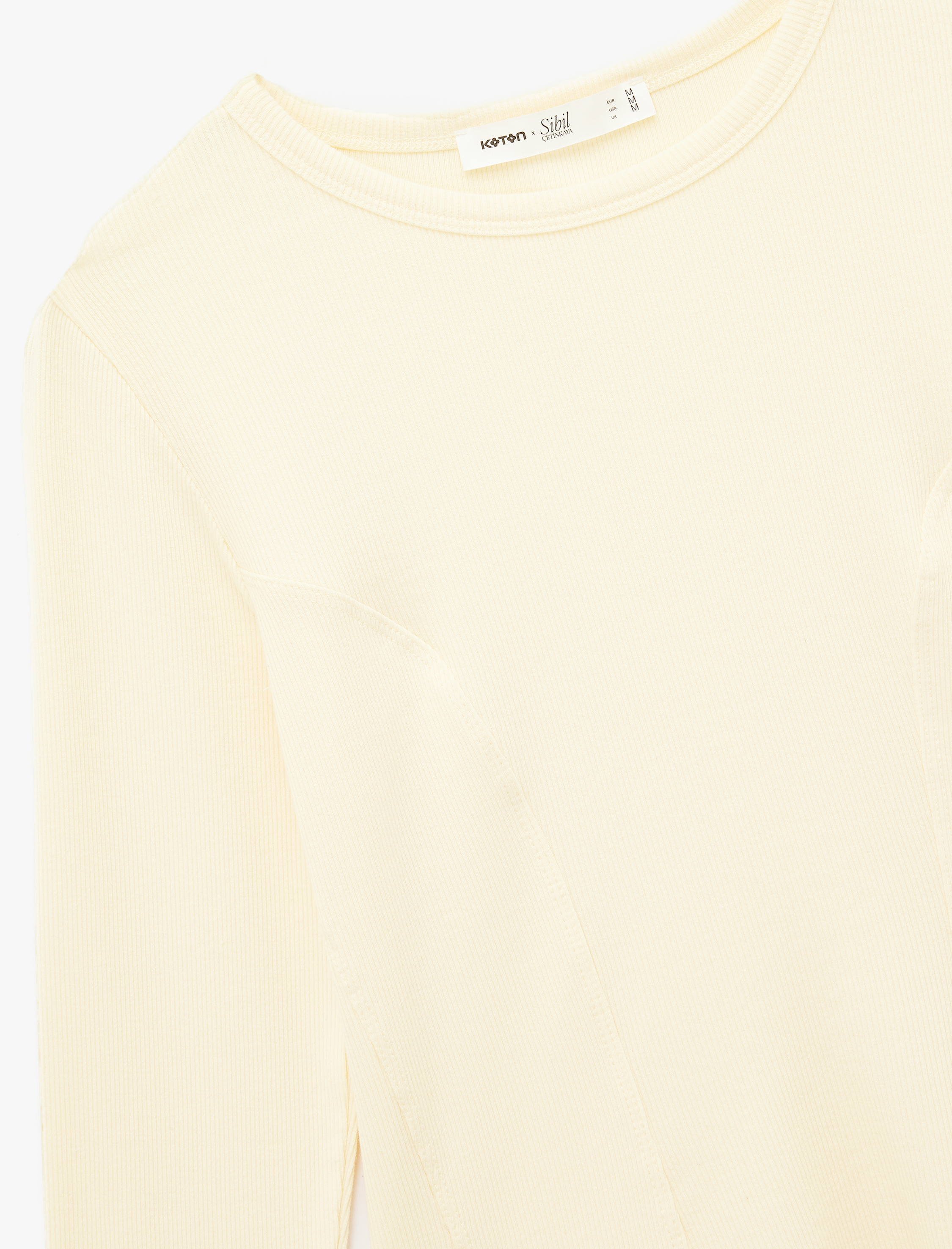   Koton X Sibil Çetinkaya - Slim Fit Yarı Transparan Uzun Kollu Bisiklet Yaka Bluz