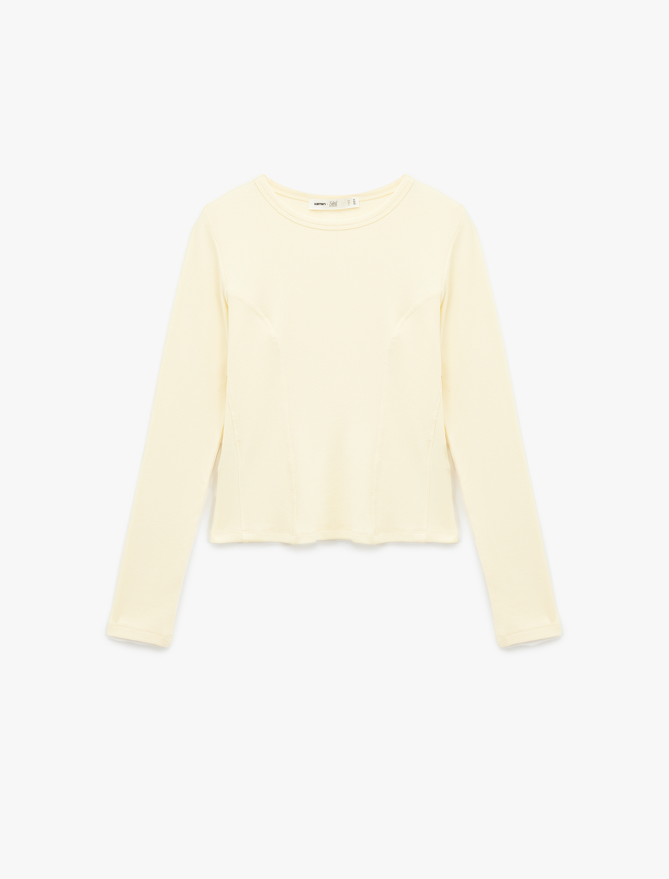   Koton X Sibil Çetinkaya - Slim Fit Yarı Transparan Uzun Kollu Bisiklet Yaka Bluz