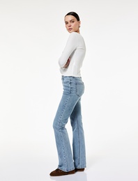 Cepli PamukluSlim Fit İspanyol Paça Jean Pantolon - Flare Jeans
