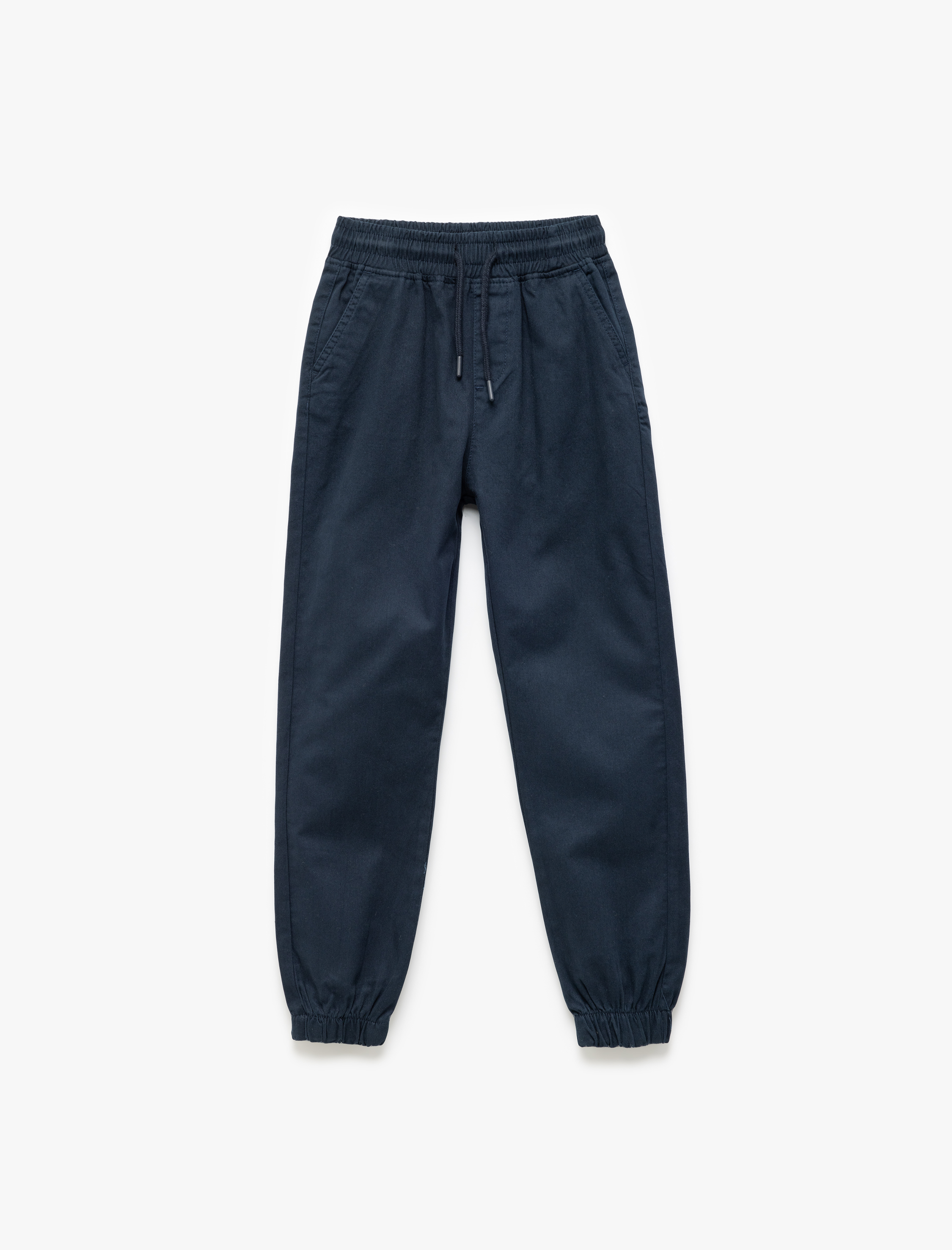  Erkek Çocuk Beli Bağcıklı Cep Detaylı Pamuklu Gabardin Jogger Pantolon