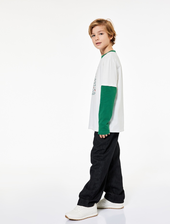 Erkek Çocuk Pamuklu Rahat Kesim Denim Pantolon