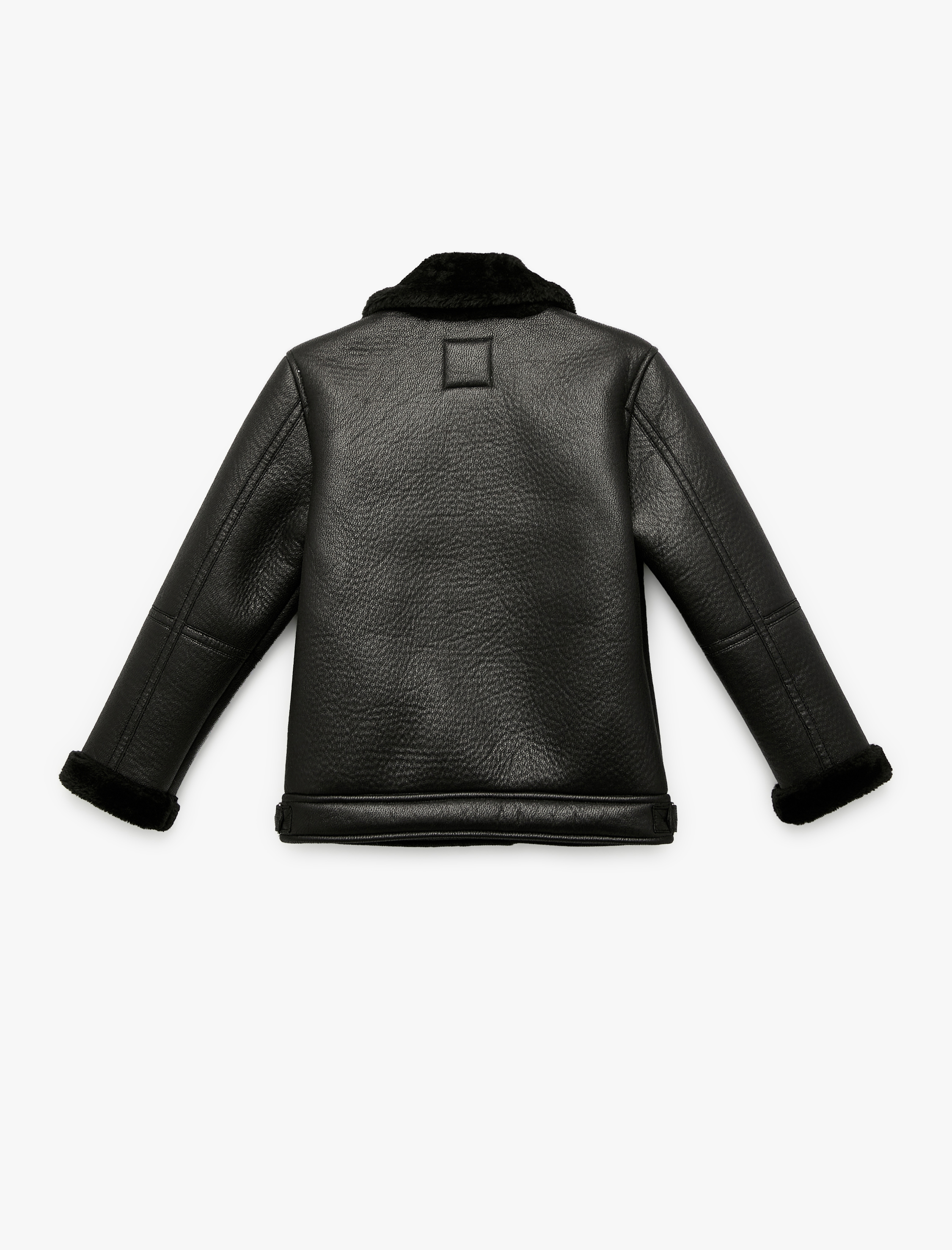  Kız Çocuk Kruvaze Yaka Uzun Kollu Suni Deri Ceket