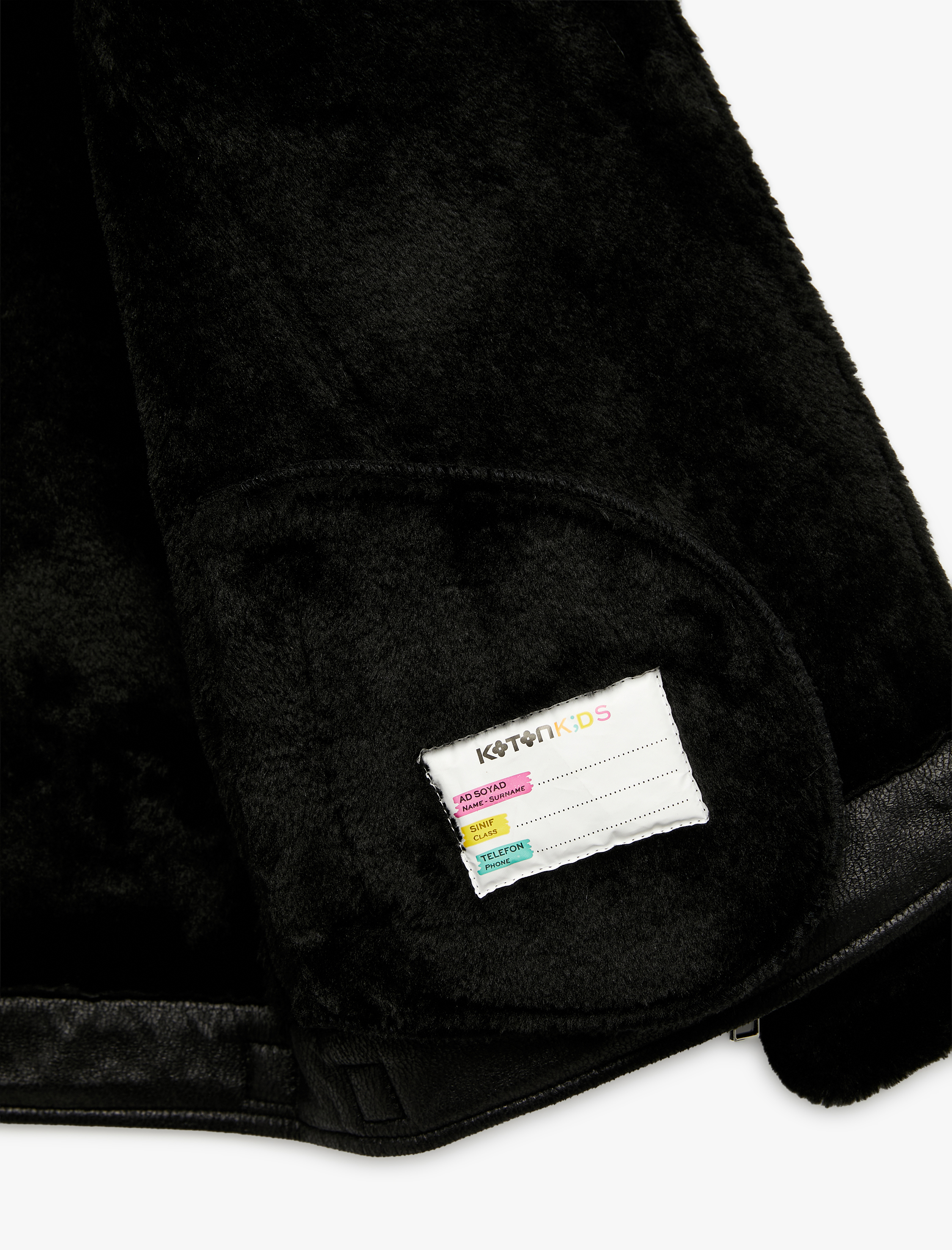  Kız Çocuk Kruvaze Yaka Uzun Kollu Suni Deri Ceket