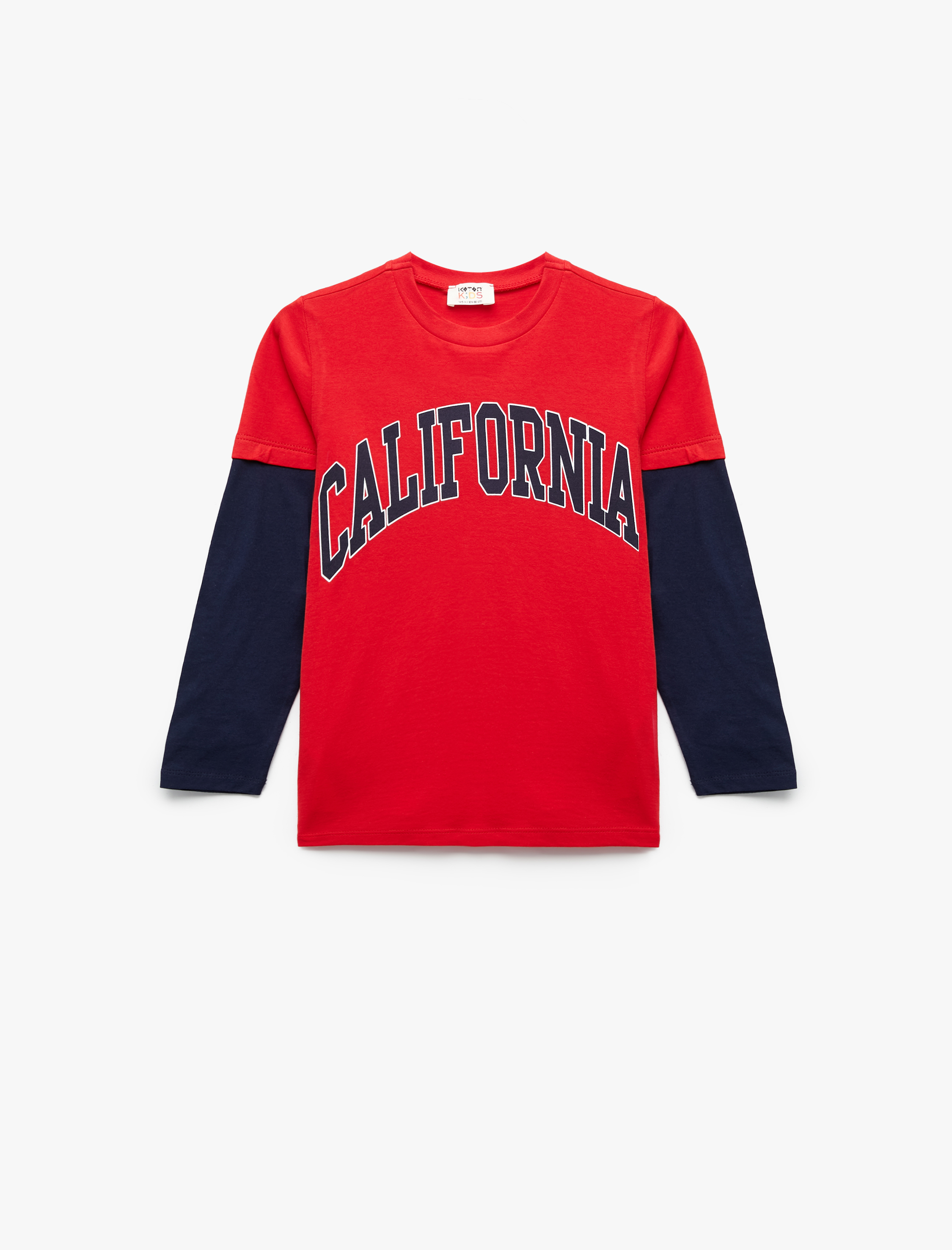  Erkek Çocuk Pamuklu Uzun Kollu Bisiklet Yaka Baskılı Tişört